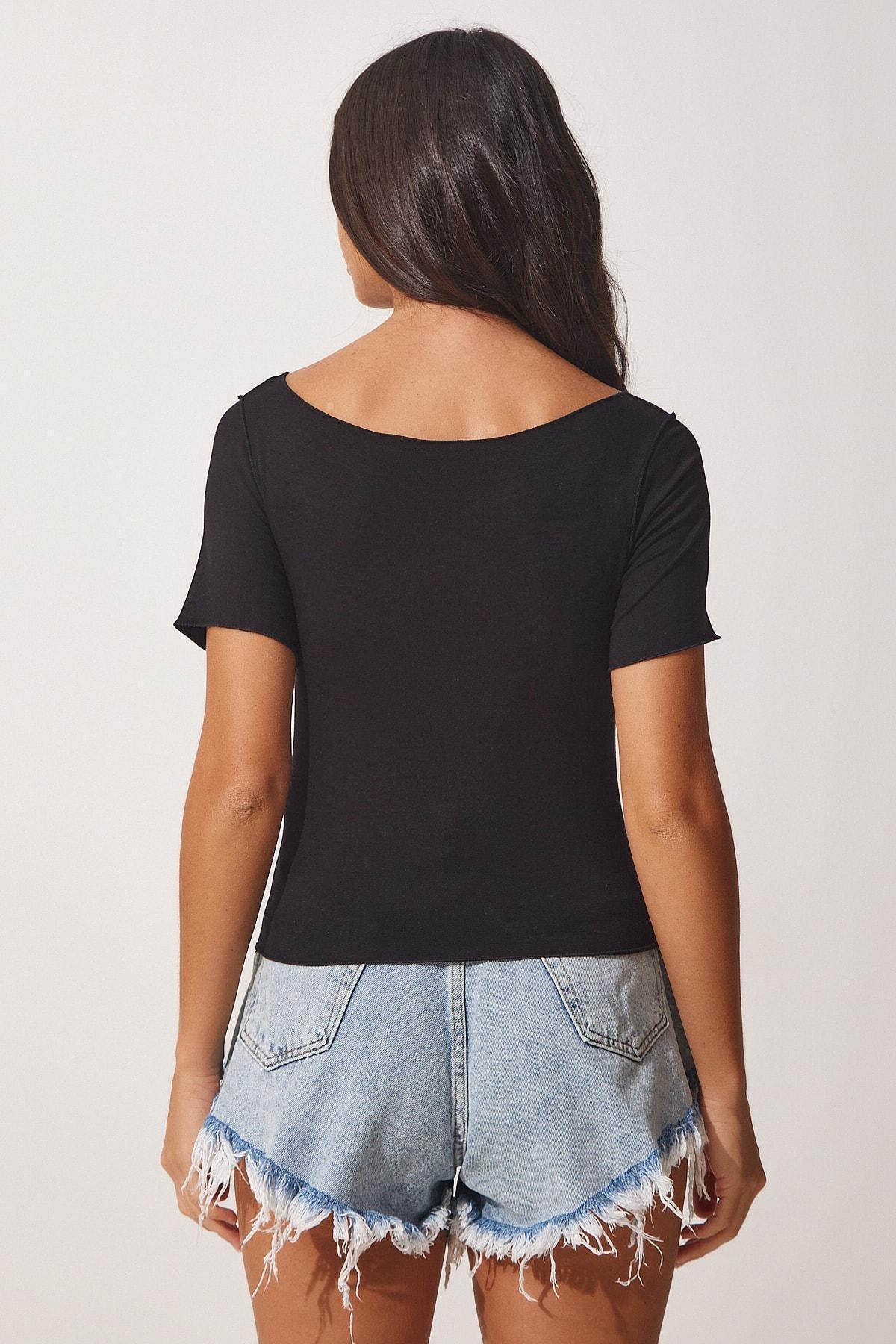 Black Wing Embroidered Viscose Knitted T-Shirt, BLACK, large image number 2