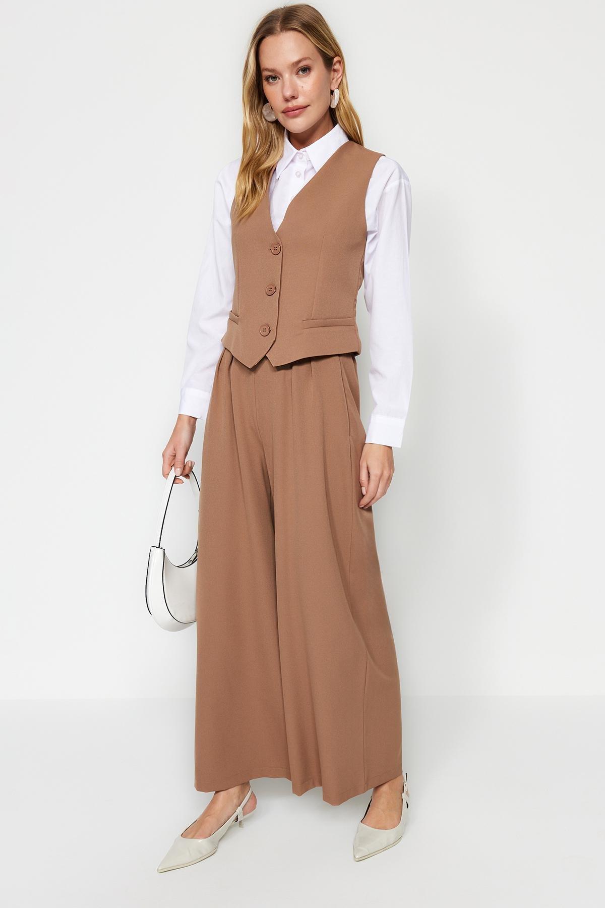 Camel Vest-Trousers Woven Two Piece Set TCTAW24US00066, , large image number 1