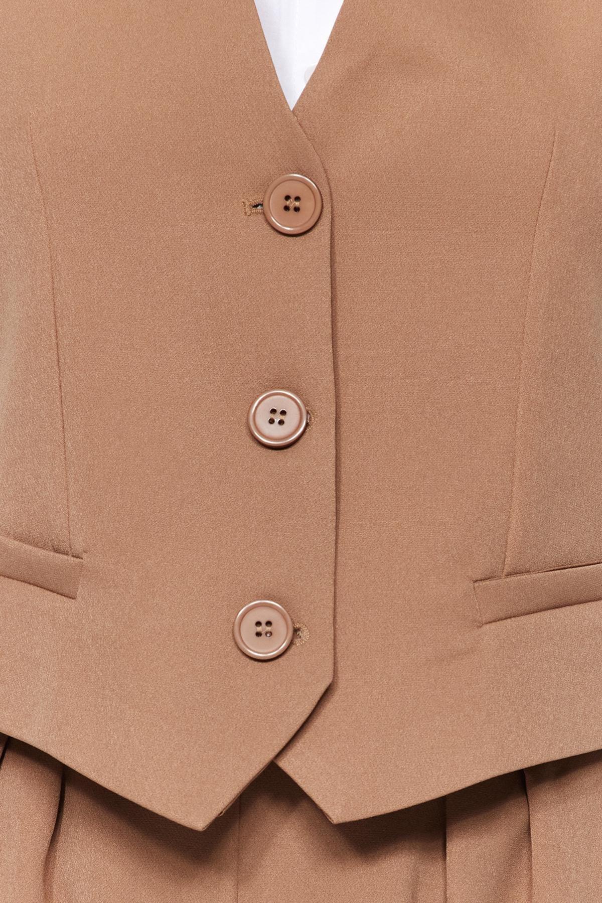 Camel Vest-Trousers Woven Two Piece Set TCTAW24US00066, , large image number 4