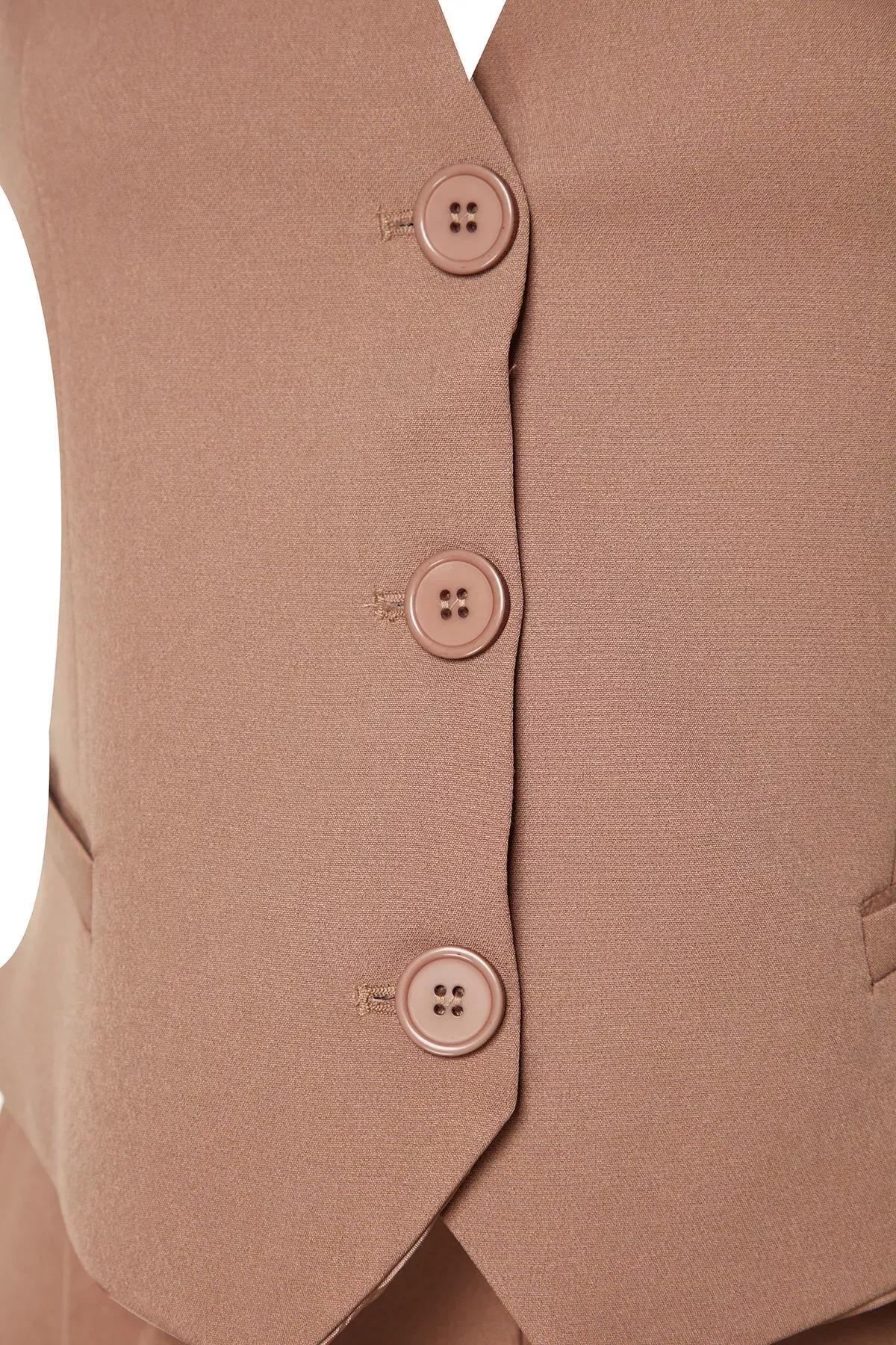 Camel Vest-Trousers Woven Two Piece Set TCTAW24US00066, , large image number 6