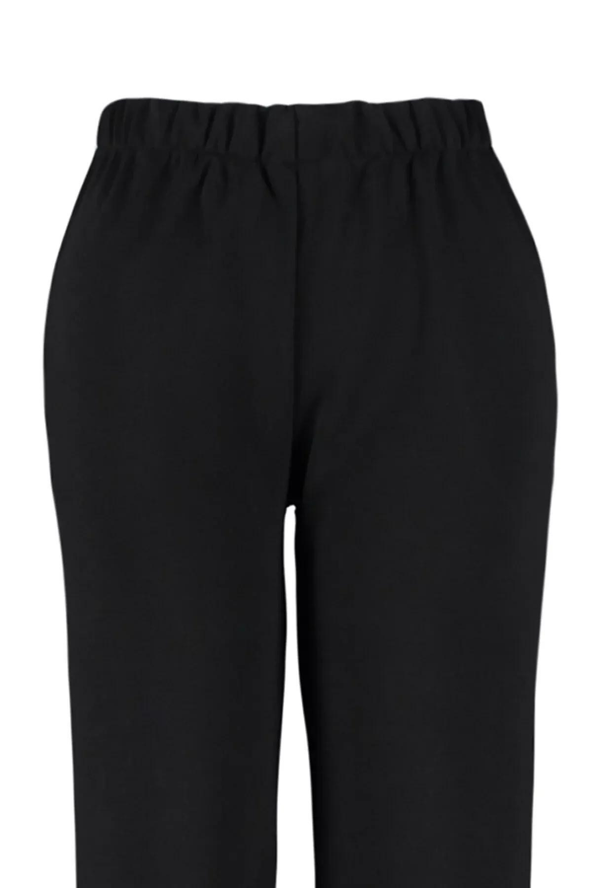 Black Wide-Cut Thick Knitted Sweatpants, , large image number 7