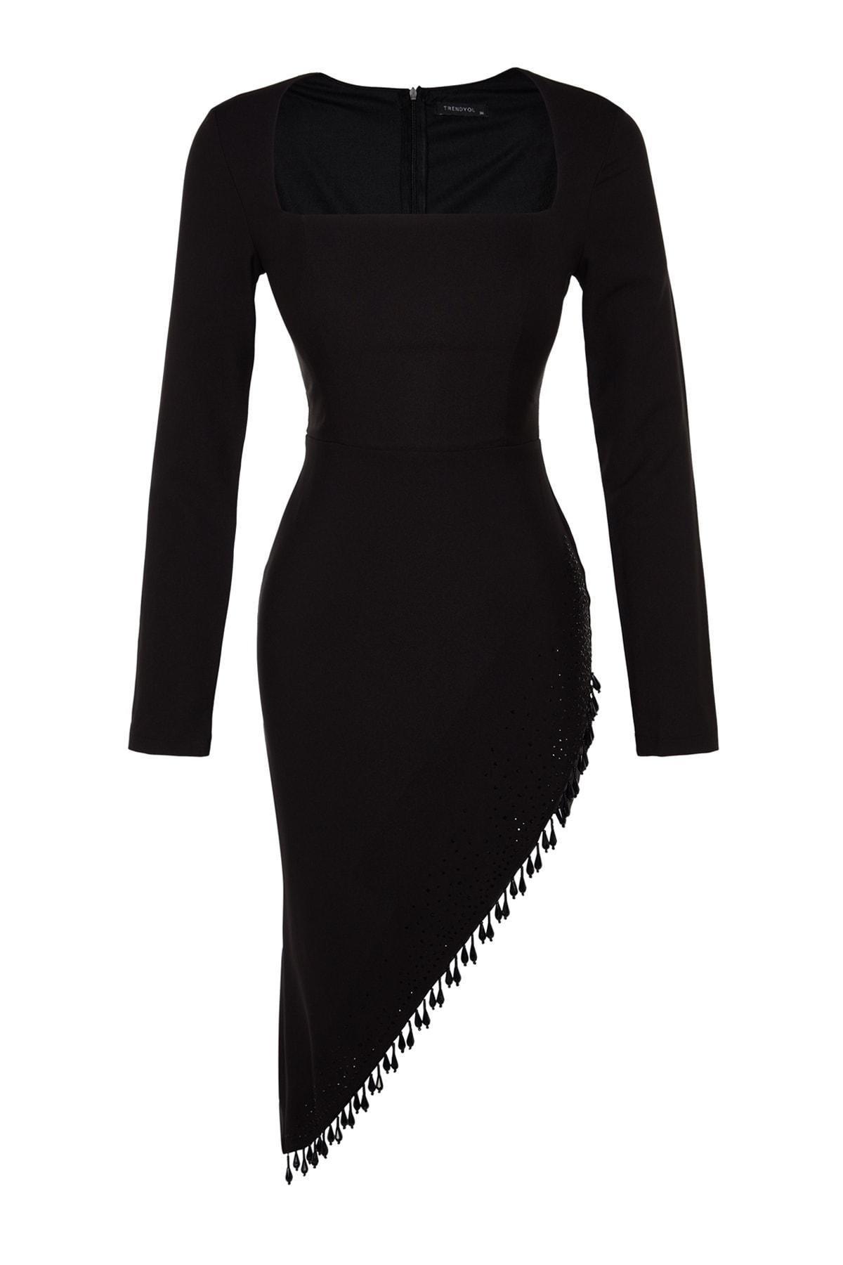 Black Fitted Occasionwear Dress, , large image number 5
