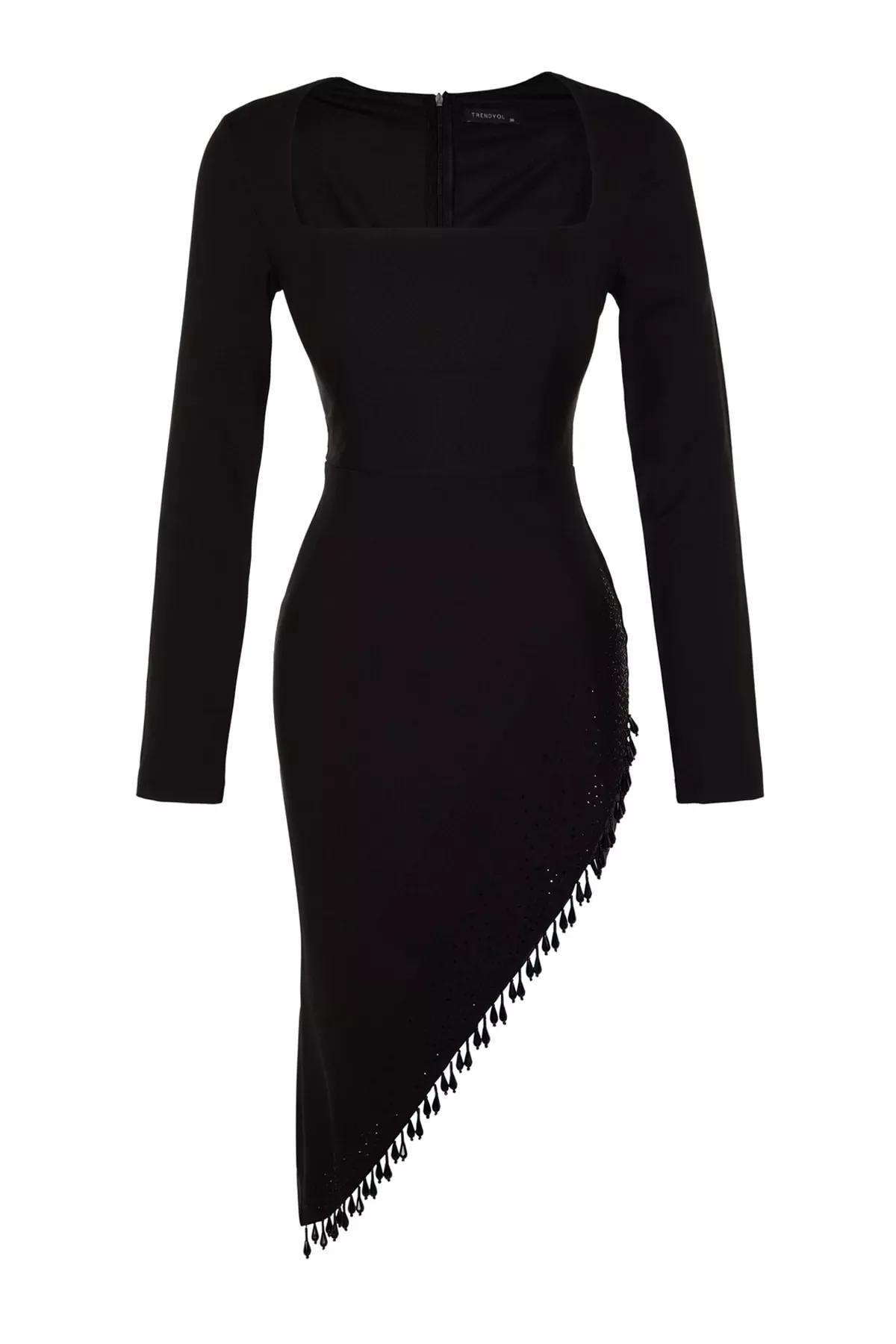 Black Fitted Occasionwear Dress, , large image number 5