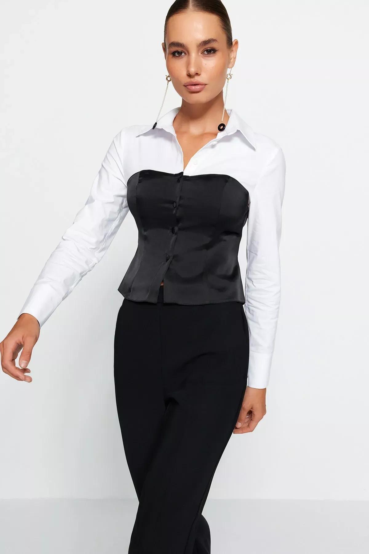 Black And White Fitted Shirt, , large image number 1