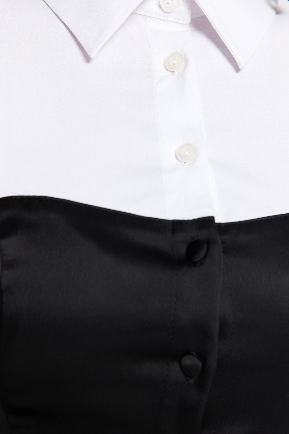 Trendyol - Black And White Fitted Shirt