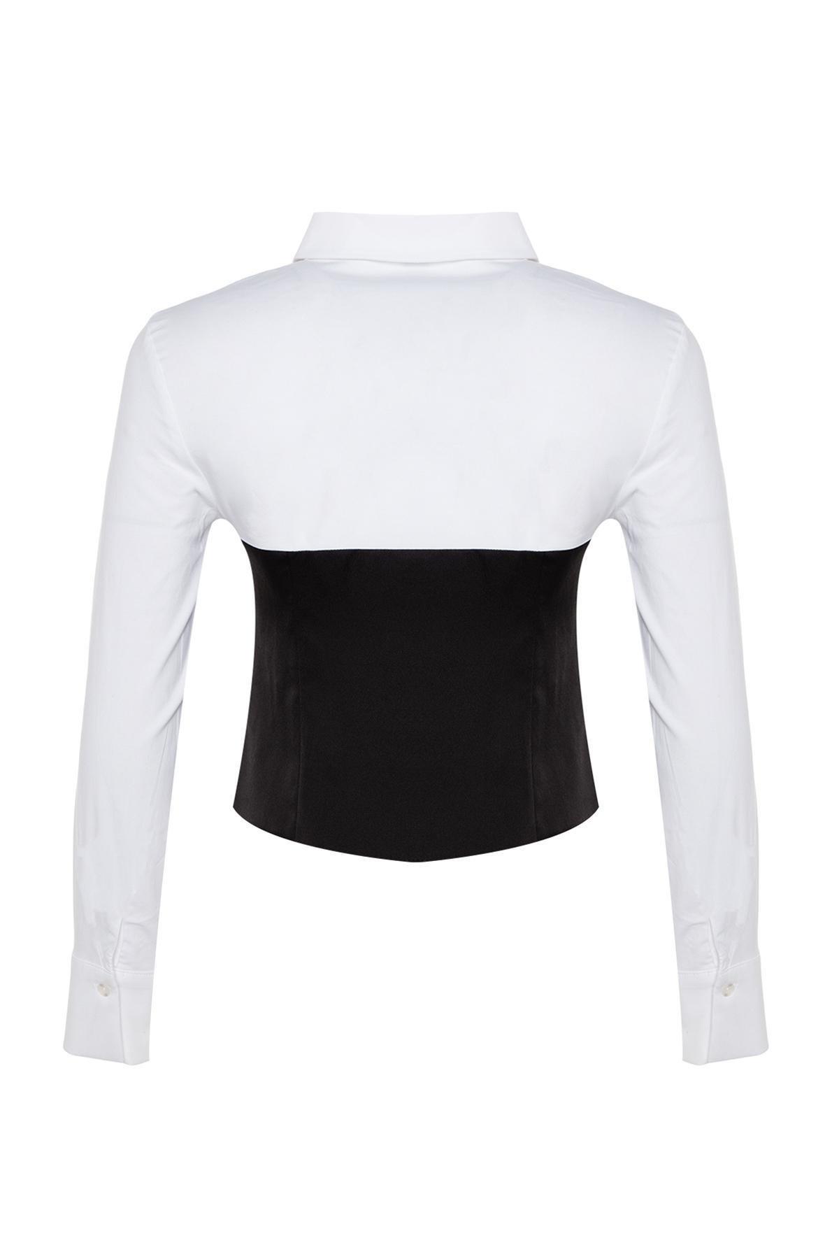 Trendyol - Black And White Fitted Shirt