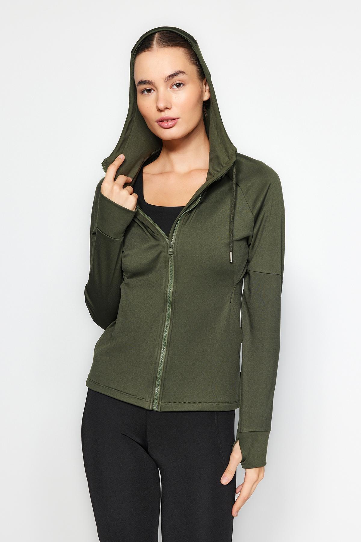 Khaki Hooded Sport Top, , large image number 1