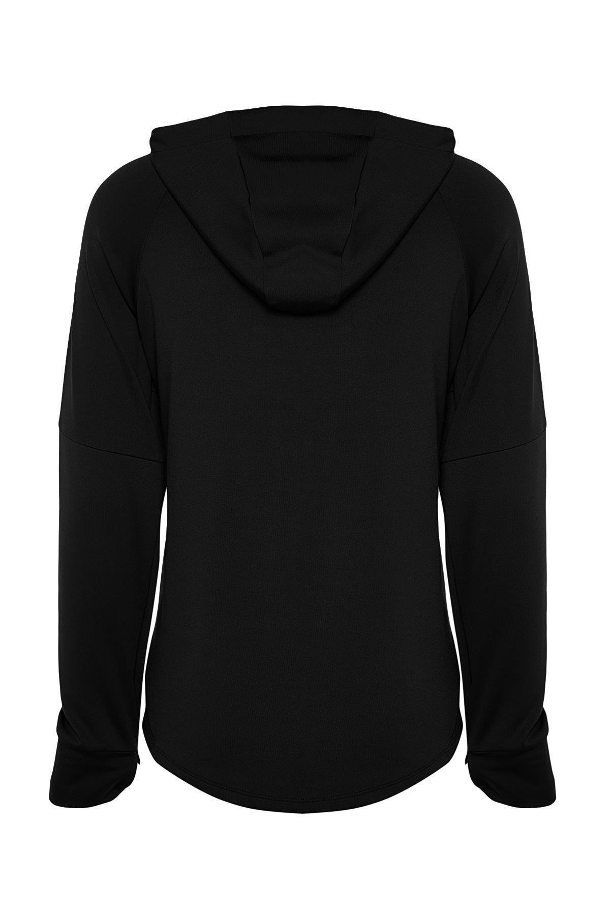 Black Hooded Scuba Sport Top, BLACK, large image number 6
