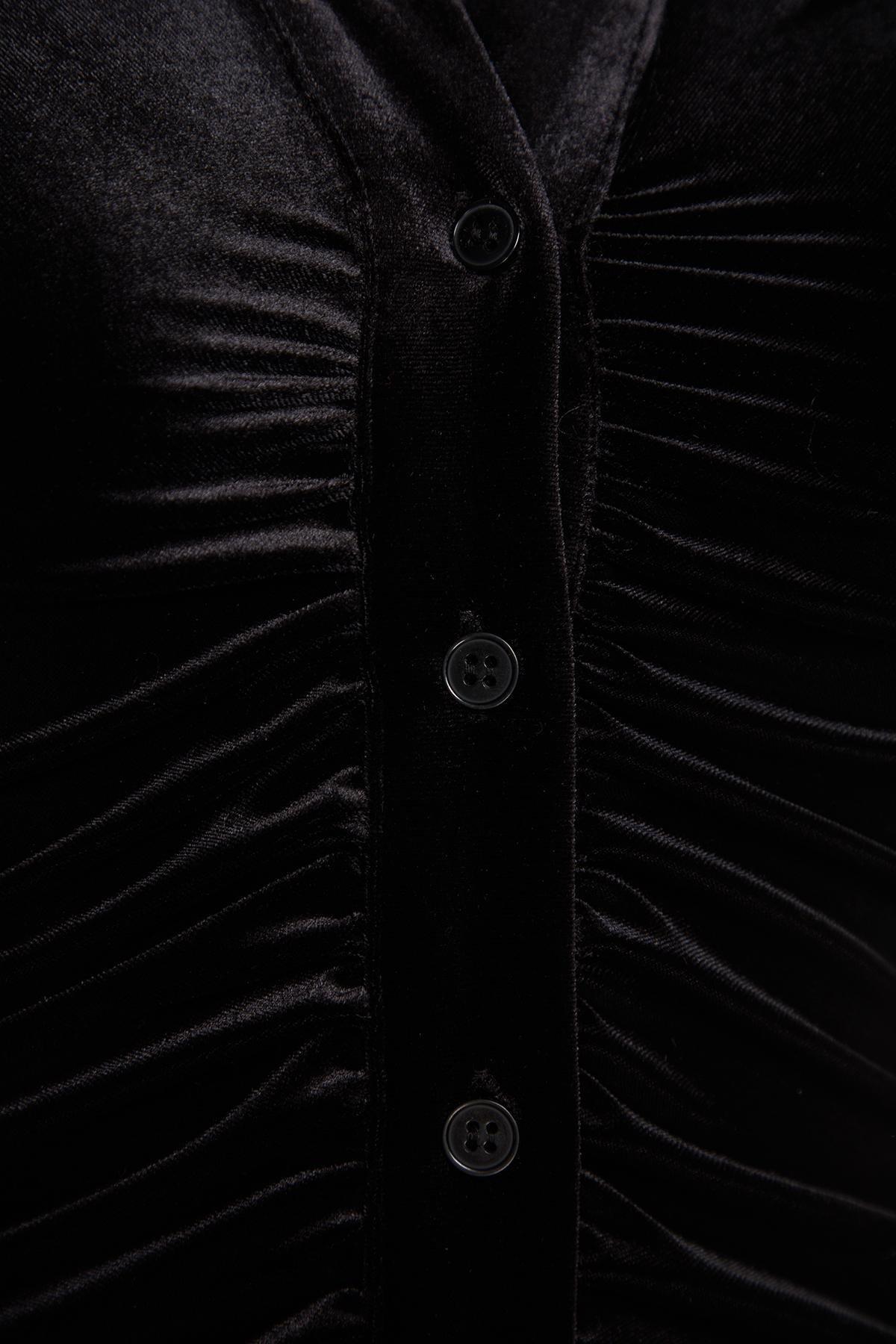Black Polo Neck Velvet Midi Dress, , large image number 7