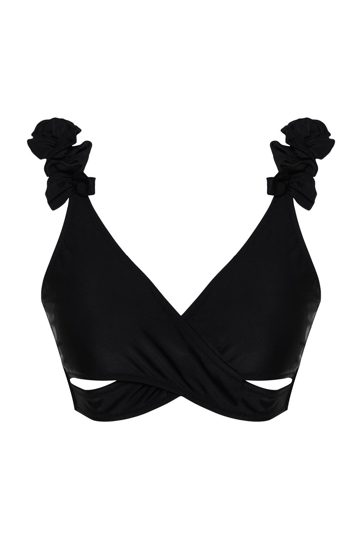 Black Triangle Frilly Bikini Top, , large image number 4