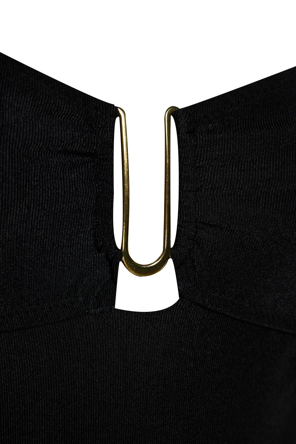 Black Strapless High Leg Regular Swimsuit, , large image number 5