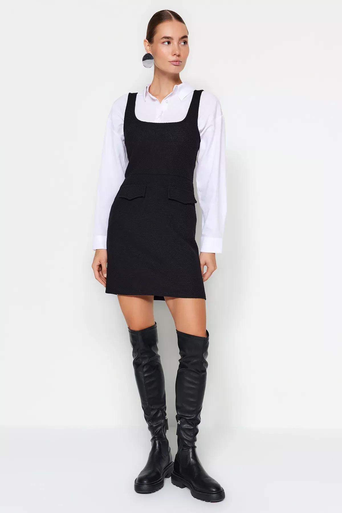 Black Detailed Dress, BLACK, large image number 2