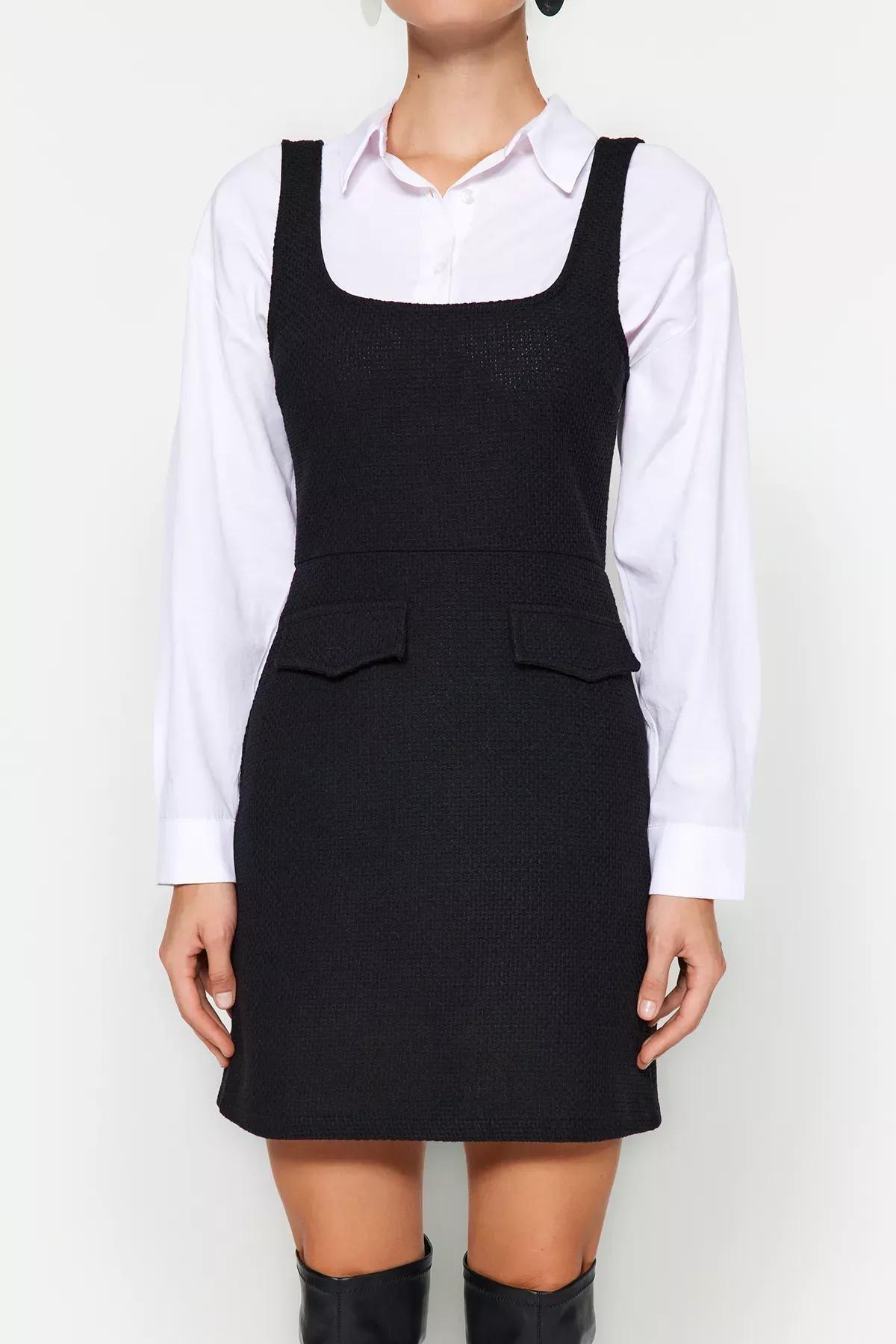 Black Detailed Dress, BLACK, large image number 3