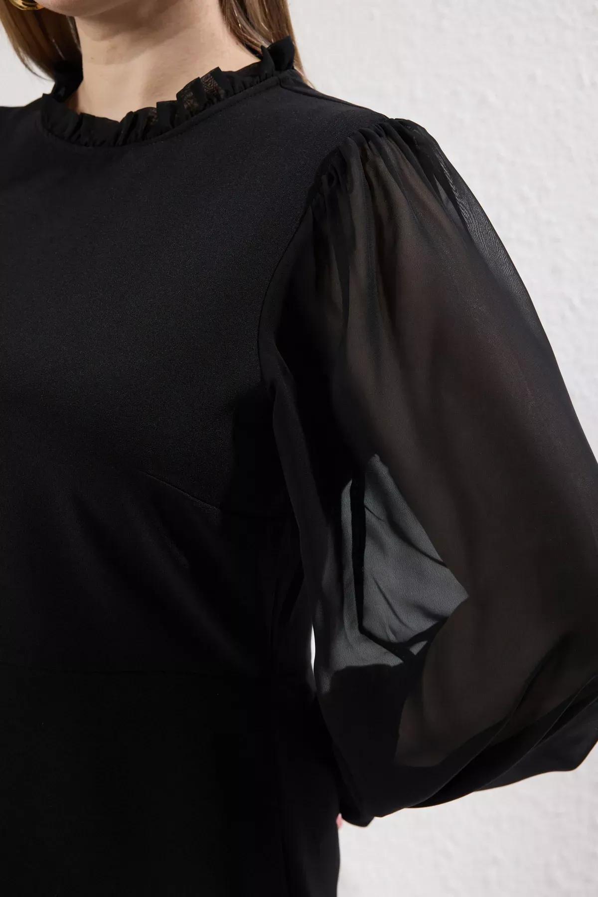 Black Detailed Dress, BLACK, large image number 3