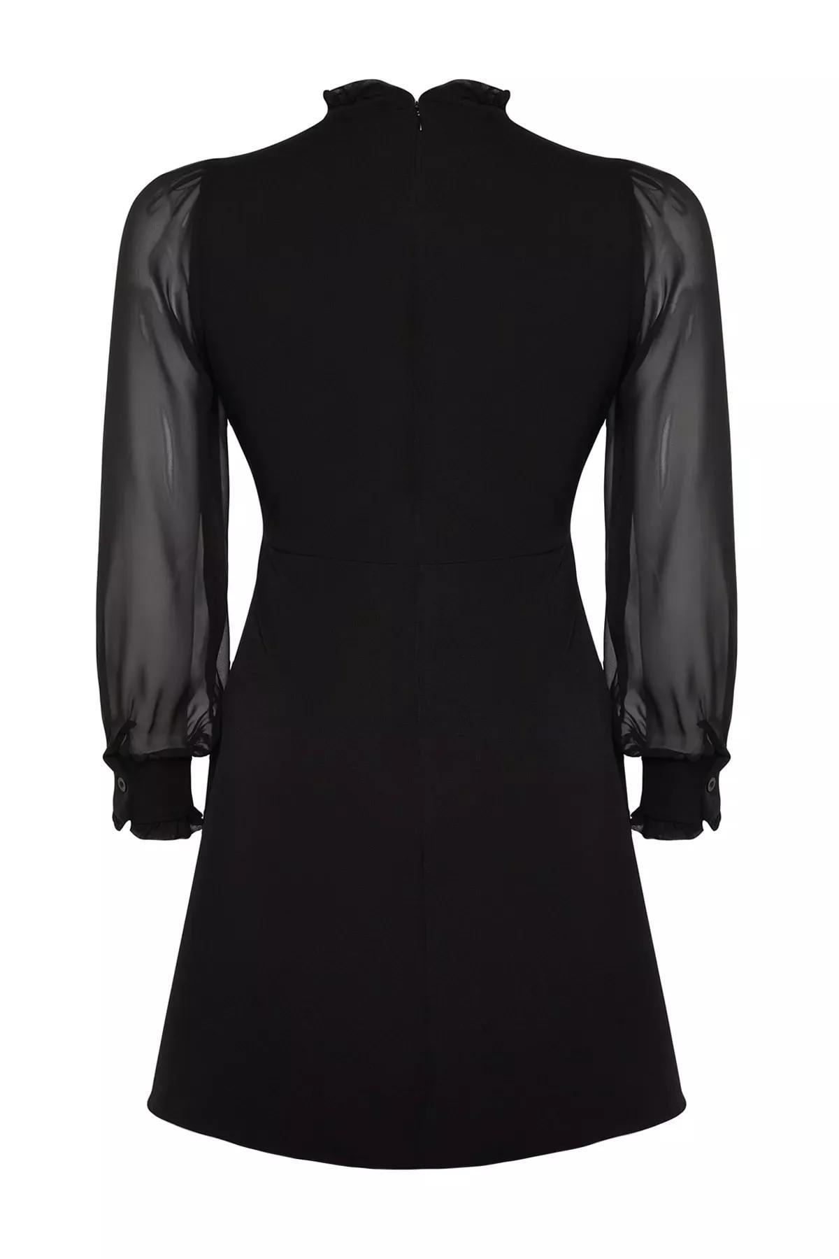 Black Detailed Dress, BLACK, large image number 7