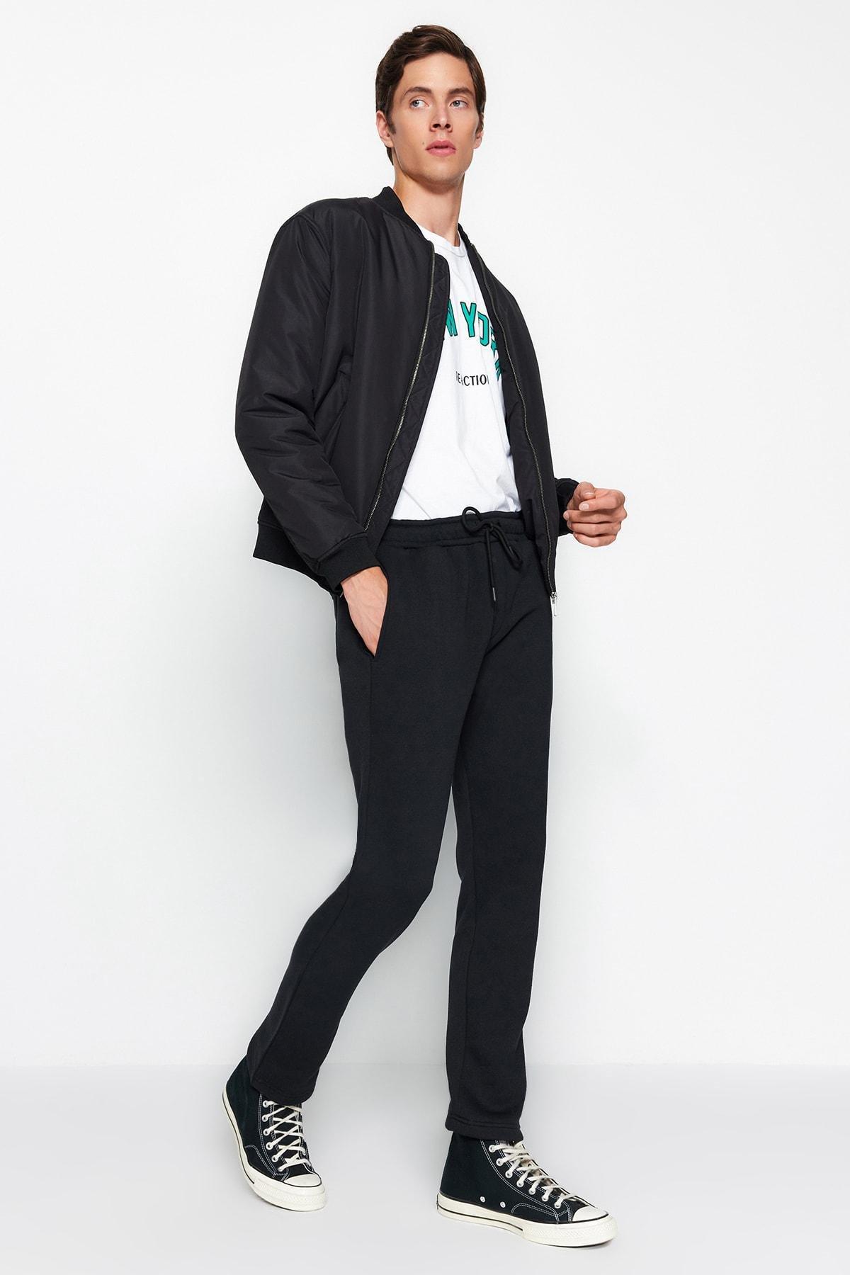 Black Cotton Sweatpants ., , large image number 1