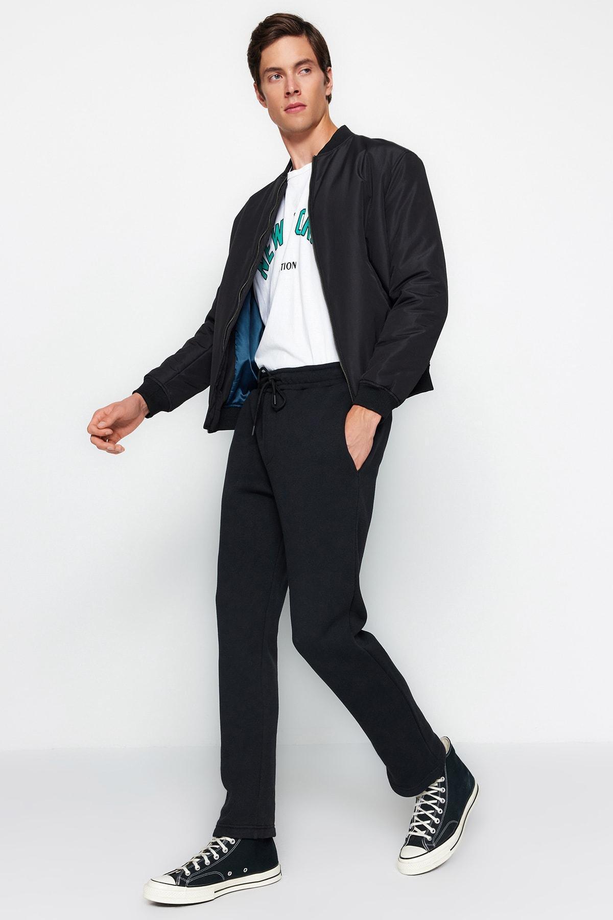 Black Cotton Sweatpants ., , large image number 2