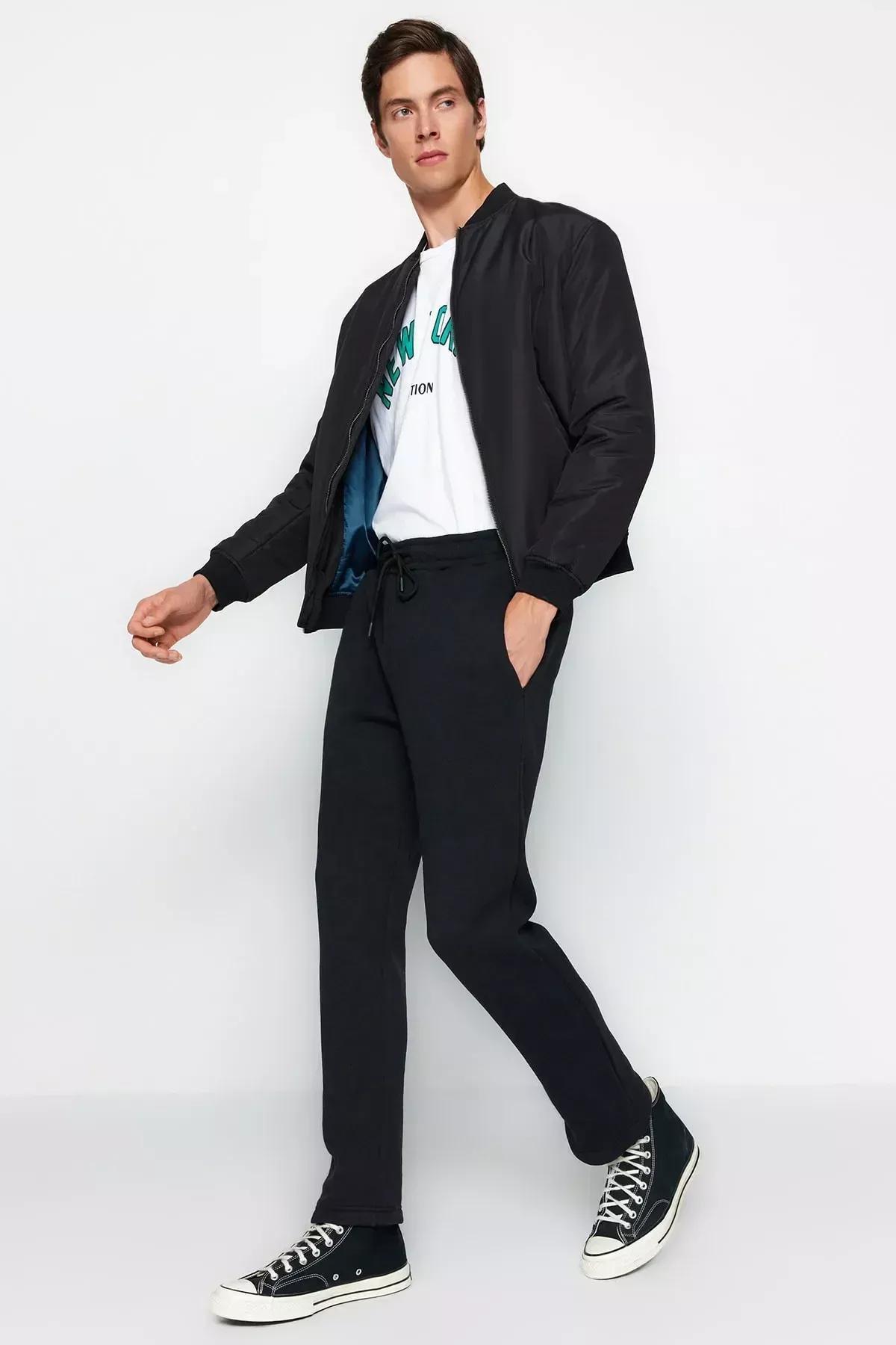 Black Cotton Sweatpants ., BLACK, large image number 2