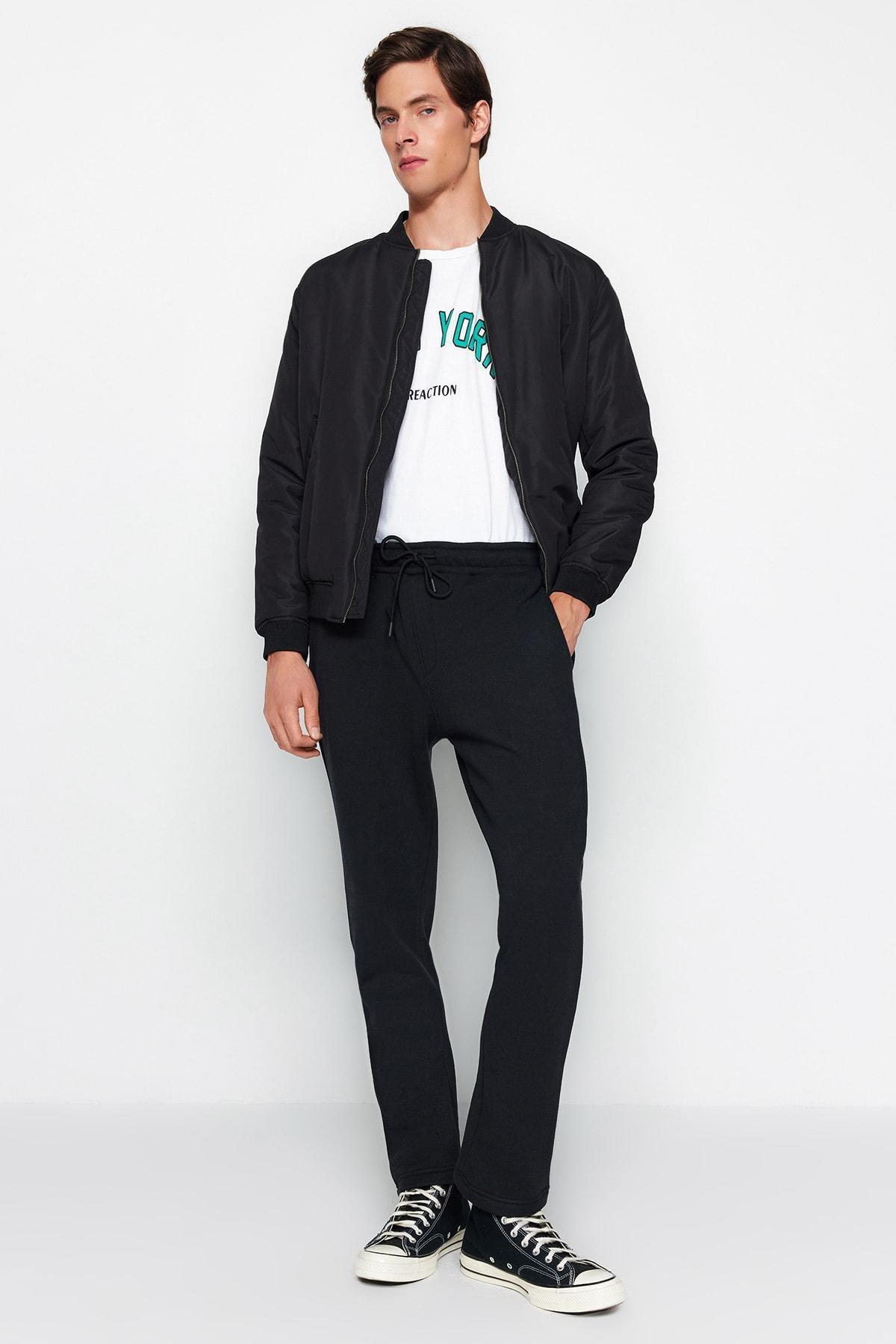 Black Cotton Sweatpants ., , large image number 3