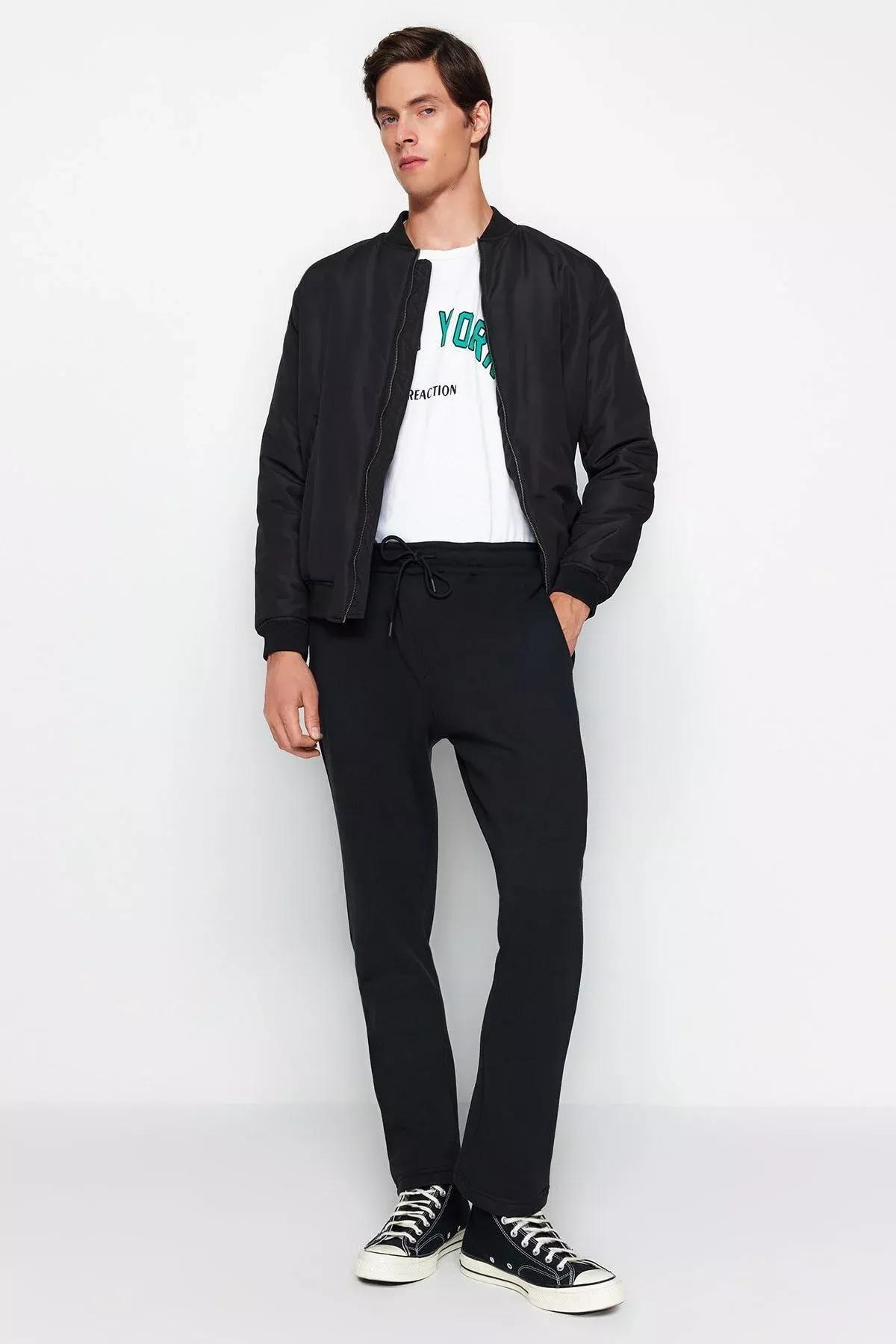 Black Cotton Sweatpants ., BLACK, large image number 3