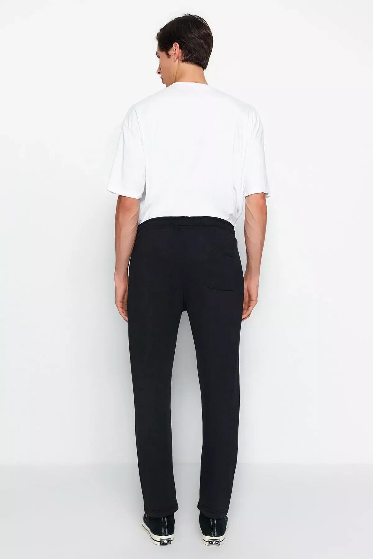 Black Cotton Sweatpants ., BLACK, large image number 5