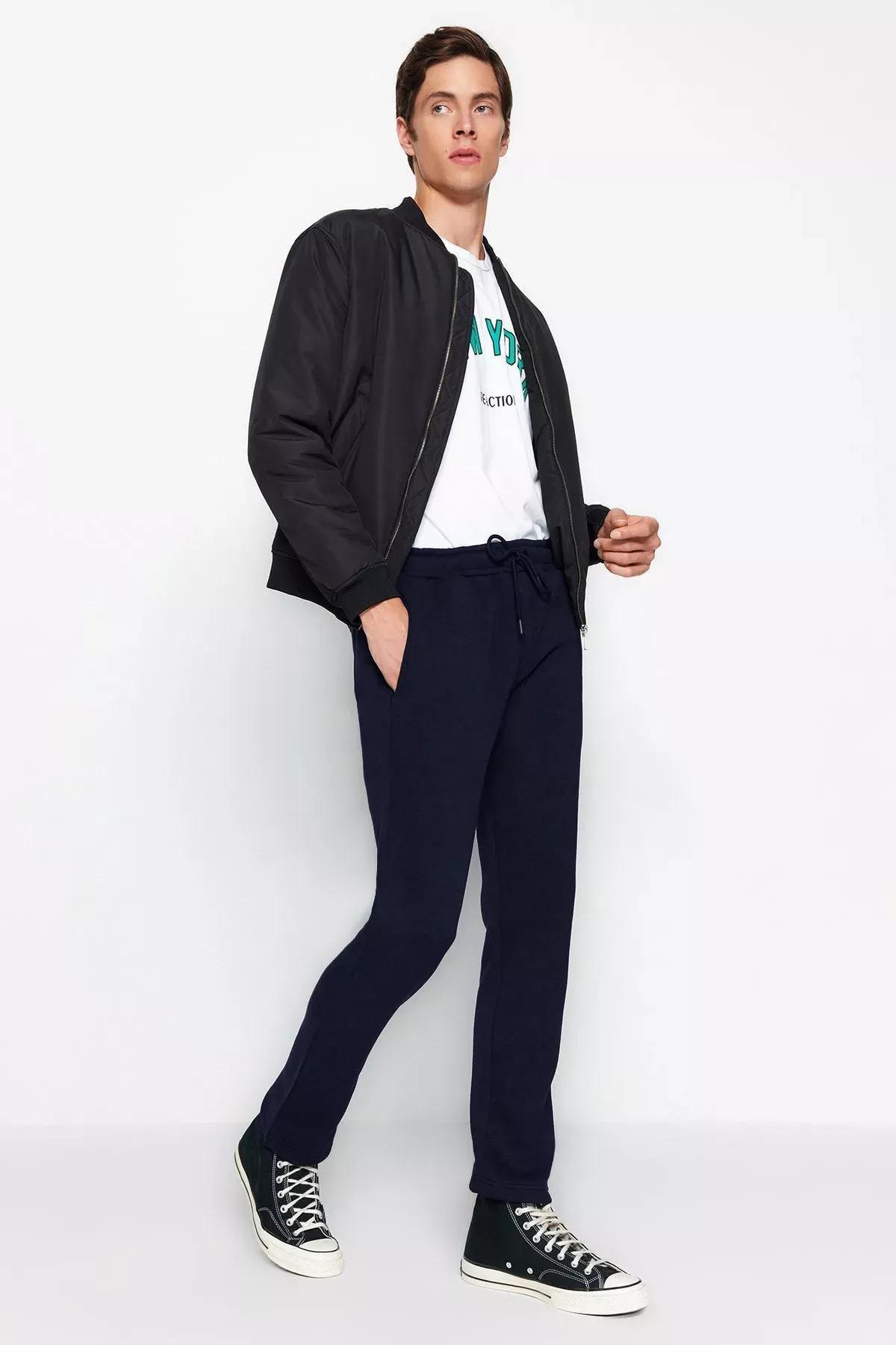 Blue Regular Fit Sweatpants, Navy blue, large image number 3