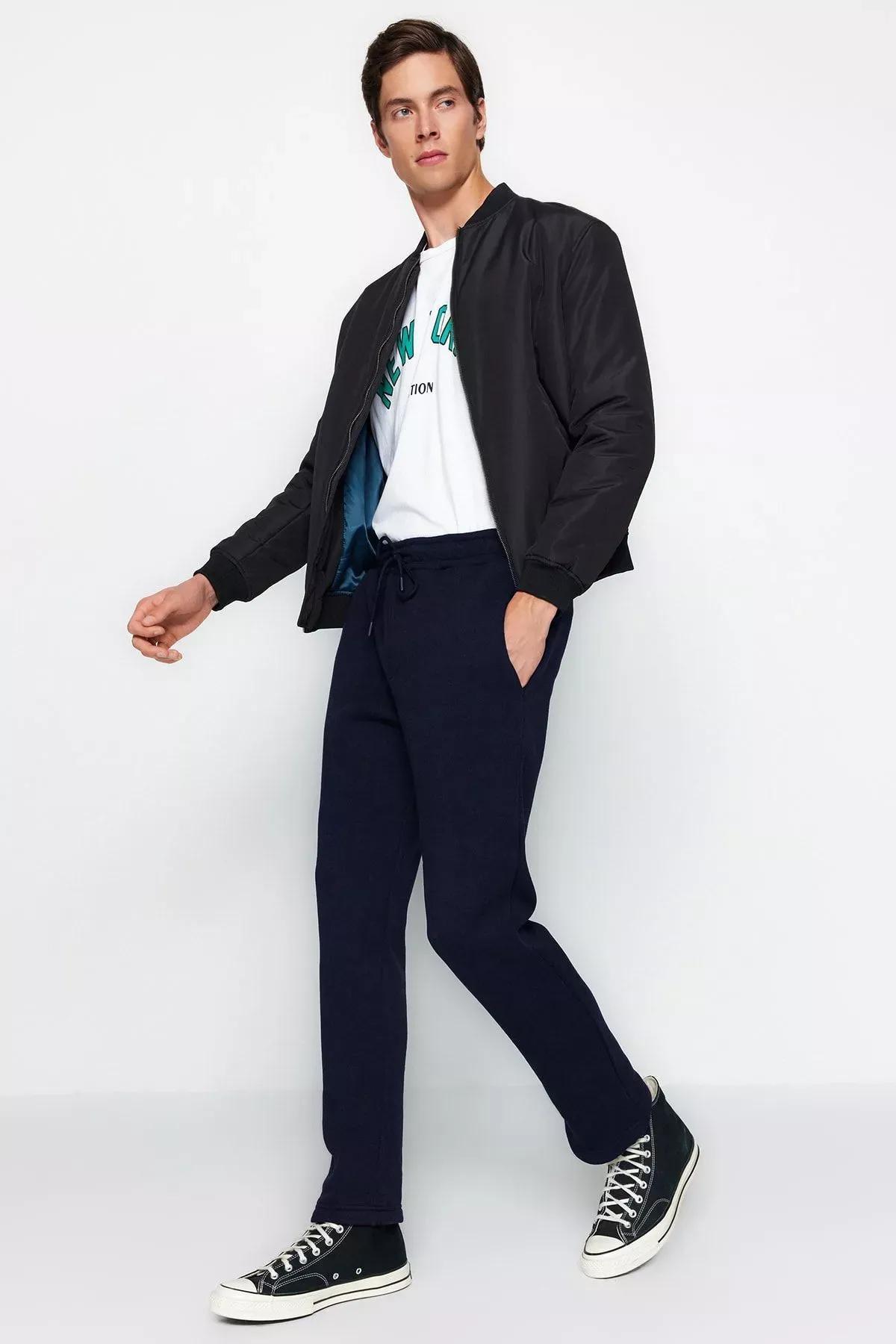 Blue Regular Fit Sweatpants, Navy blue, large image number 5