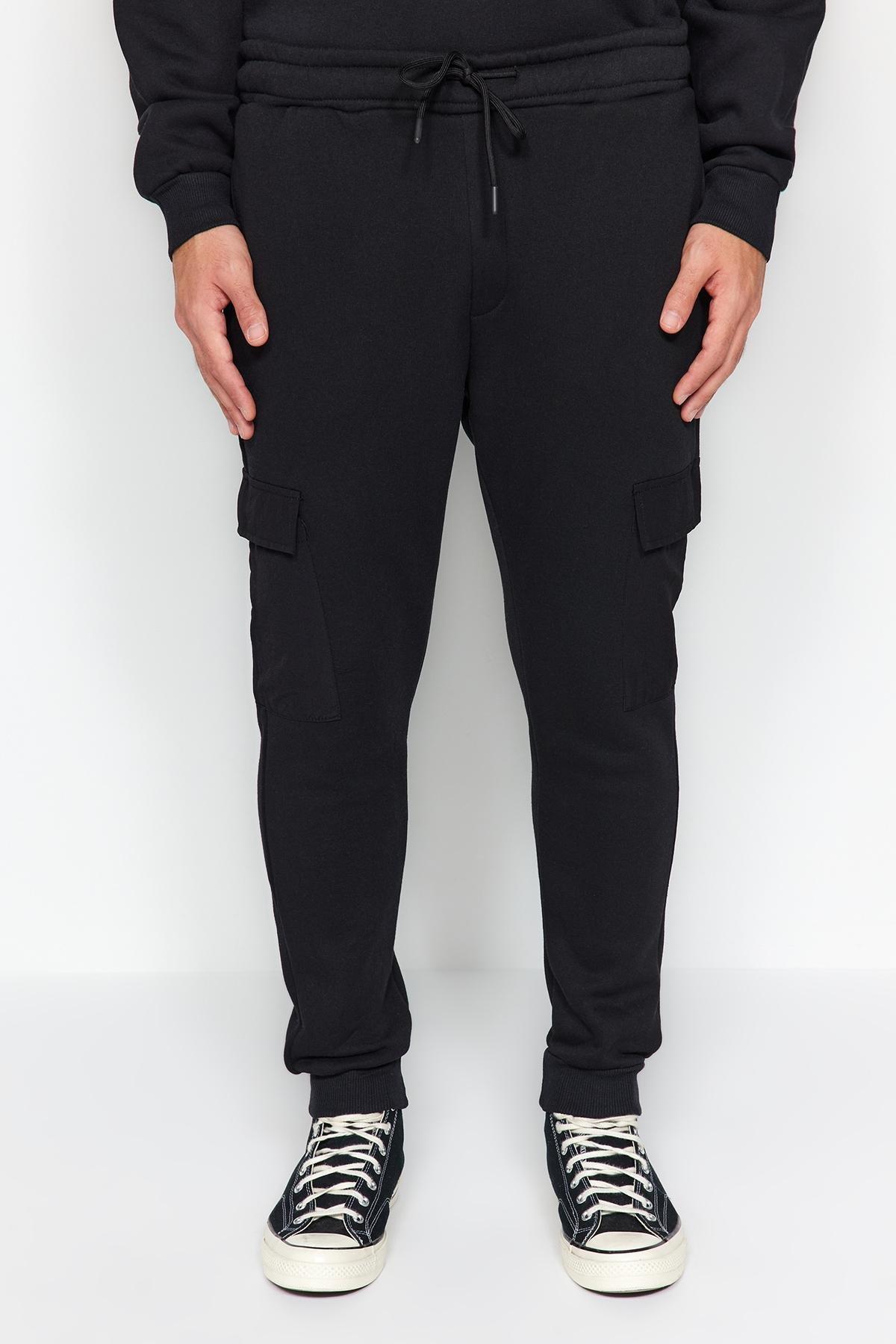 Black Sweatpants With Cargo Pocket, , large image number 3