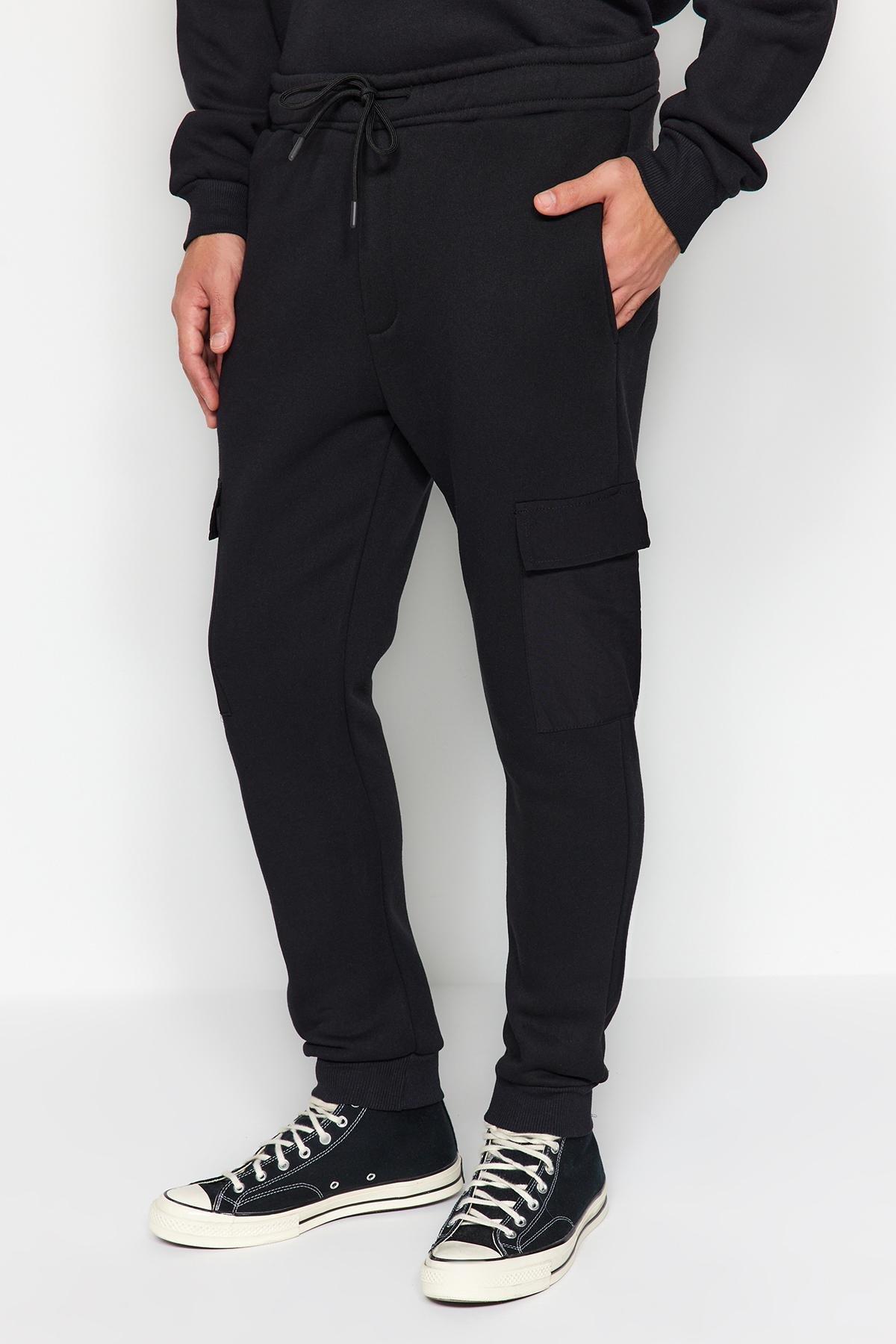 Black Sweatpants With Cargo Pocket, , large image number 4