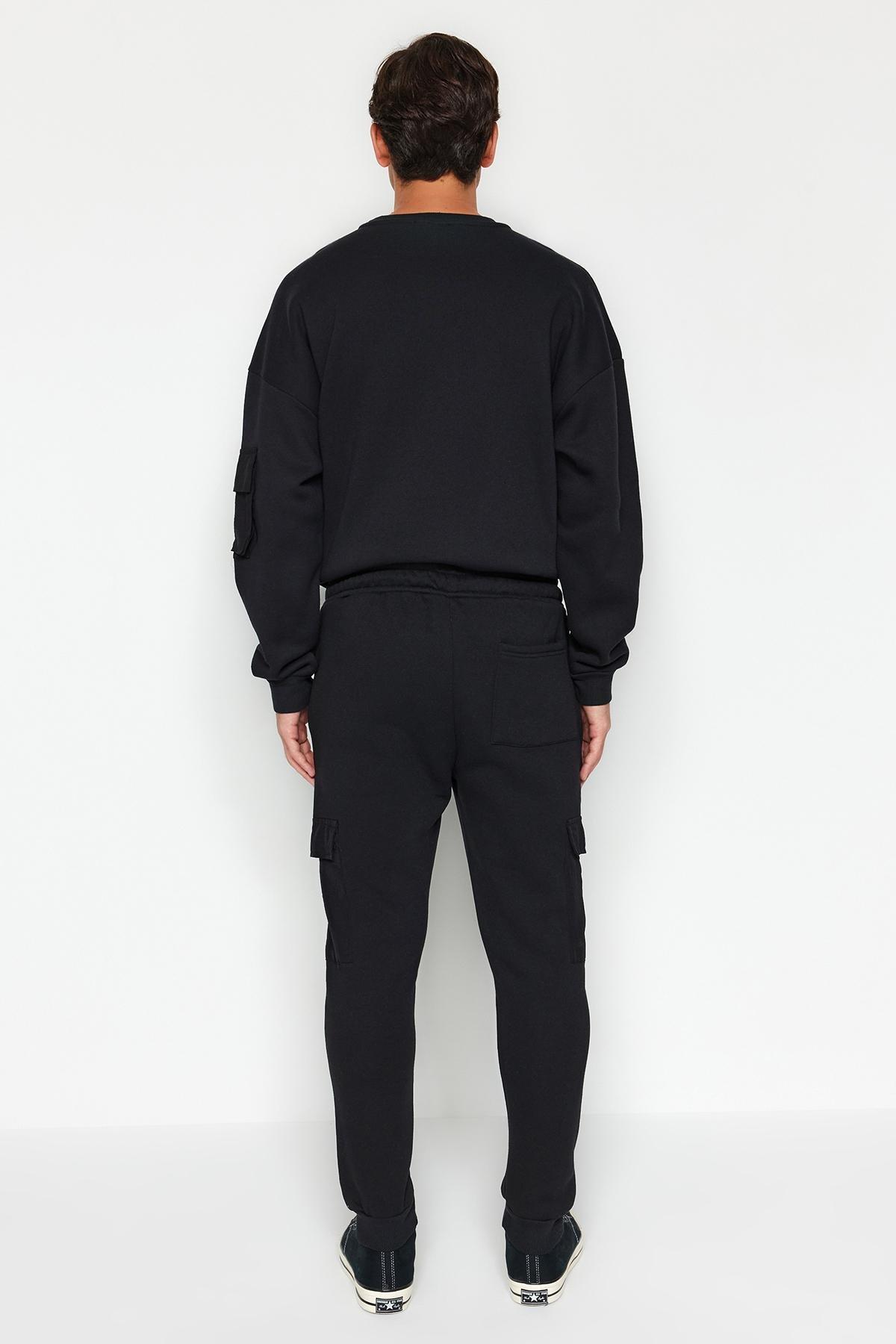 Black Sweatpants With Cargo Pocket, , large image number 5