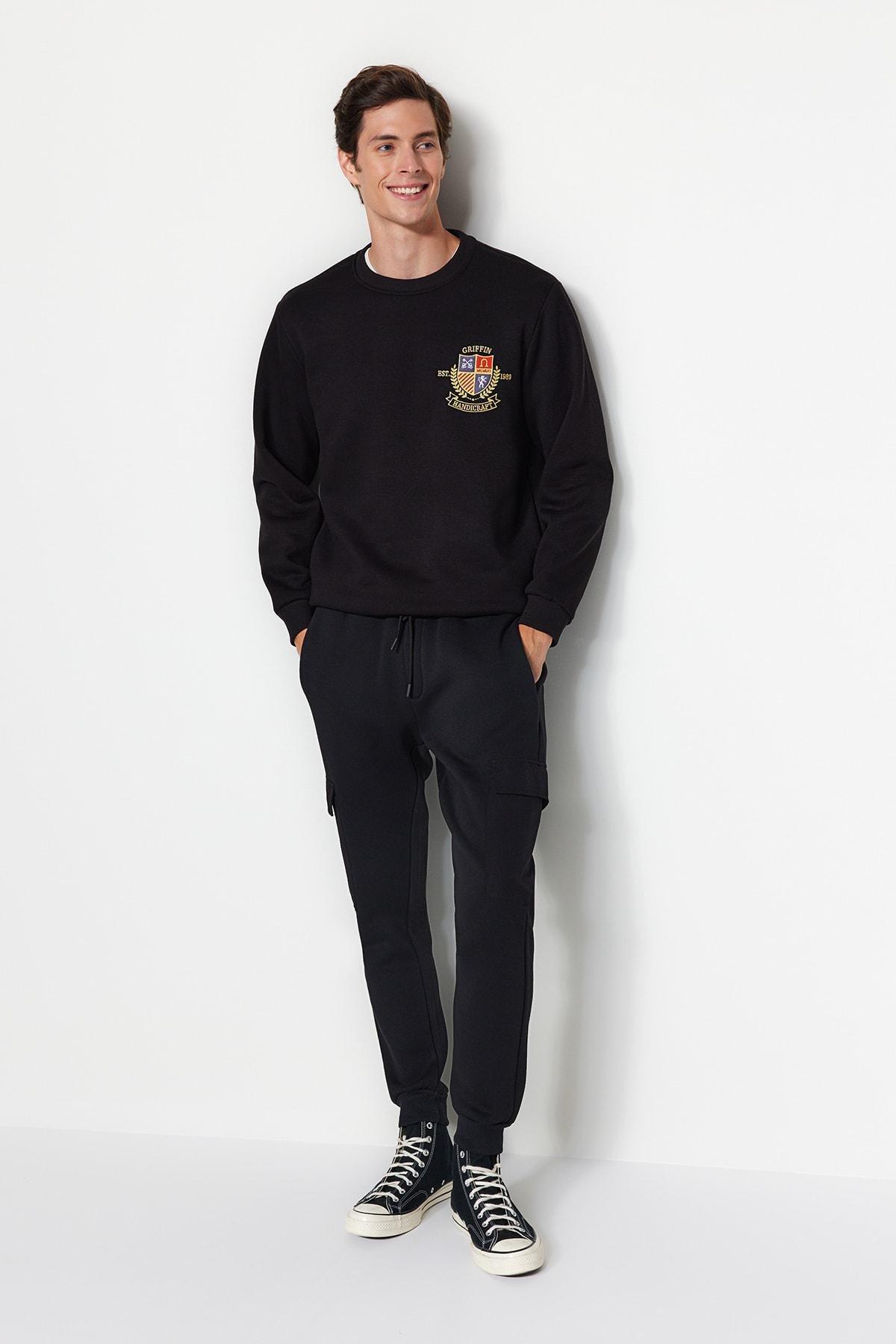 Black Sweatpants With Cargo Pocket, , large image number 6