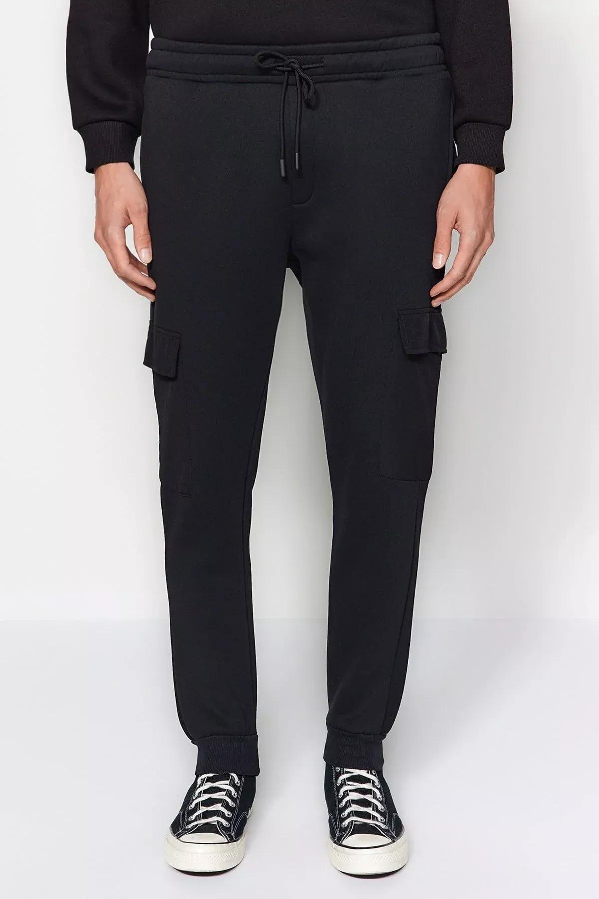 Black Sweatpants With Cargo Pocket, BLACK, large image number 7