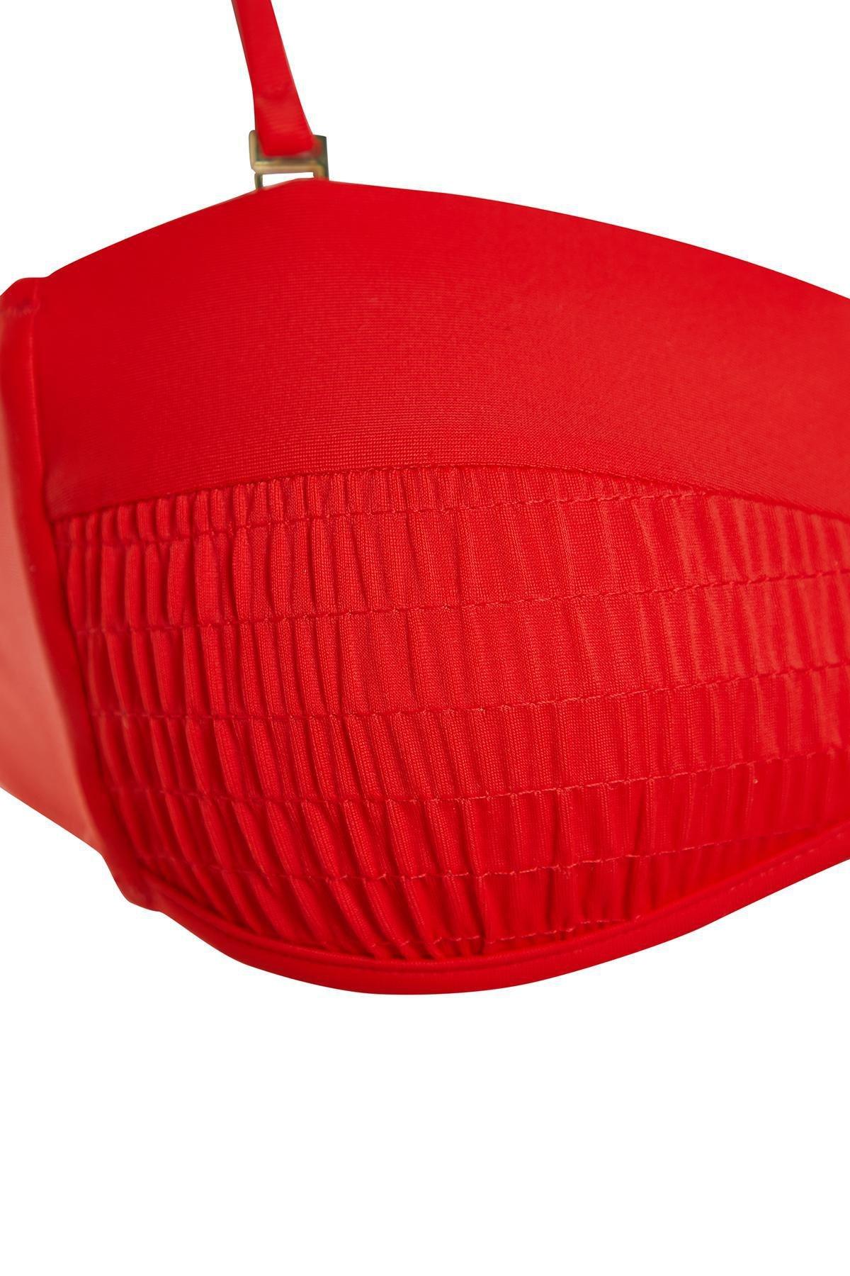Red Strapless Gimped Bikini Top, , large image number 6