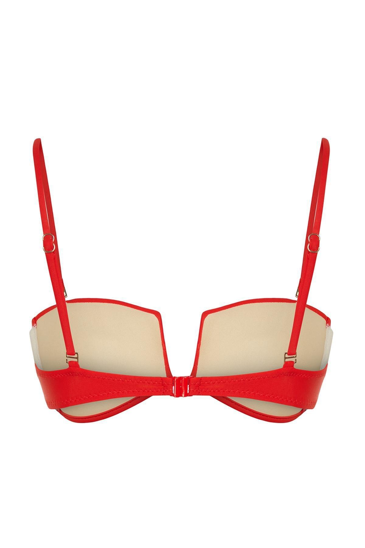 Red Strapless Gimped Bikini Top, , large image number 7
