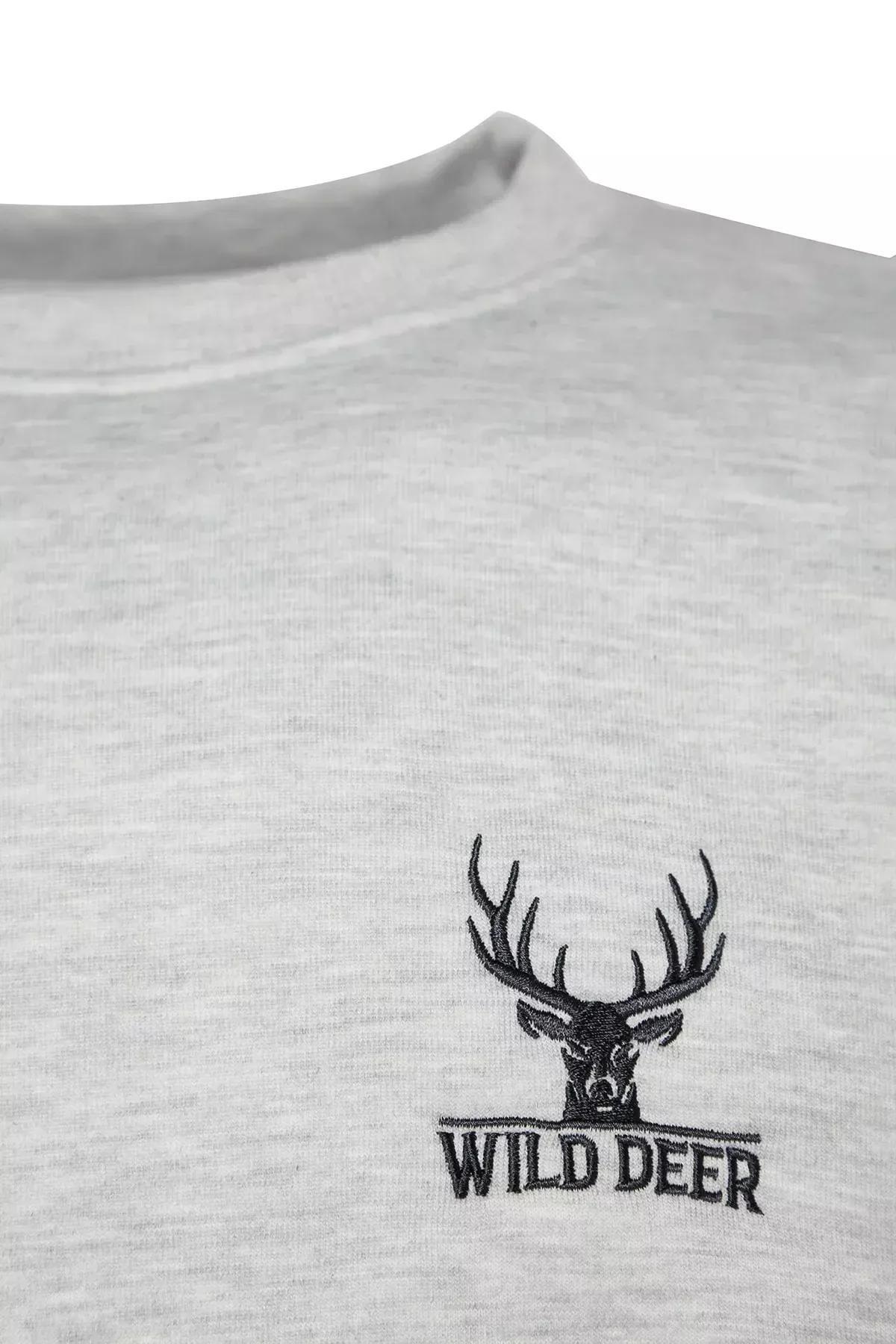 Grey Crew Neck Long-Sleeve Embroidered Sweatshirt, GRAY MELANGE, large image number 6