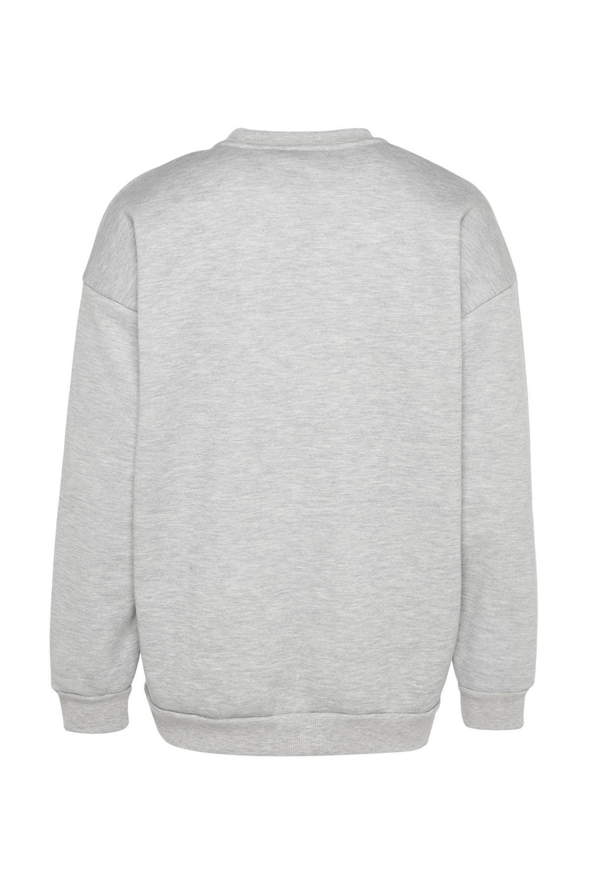 Grey Crew Neck Long-Sleeve Embroidered Sweatshirt, , large image number 7
