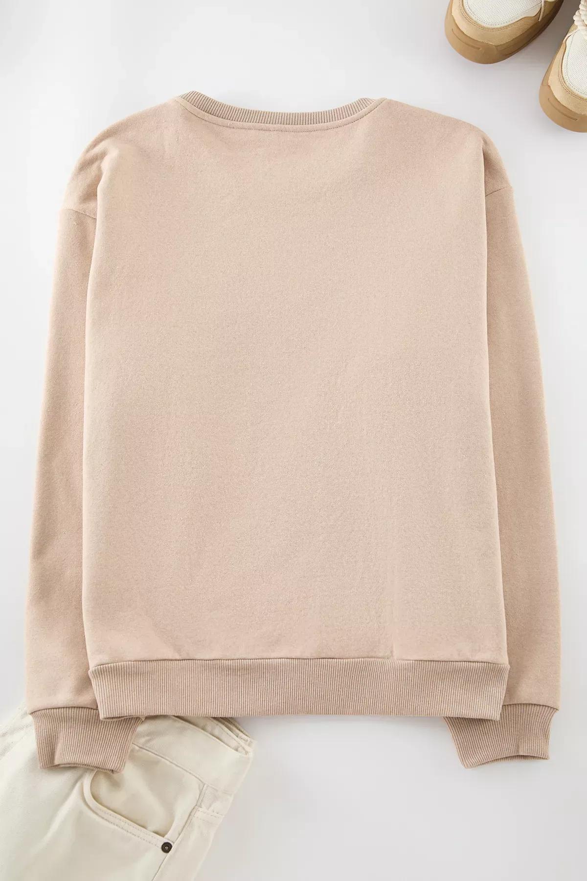 Grey Embroidered Crew Neck Sweatshirt, STONE, large image number 3