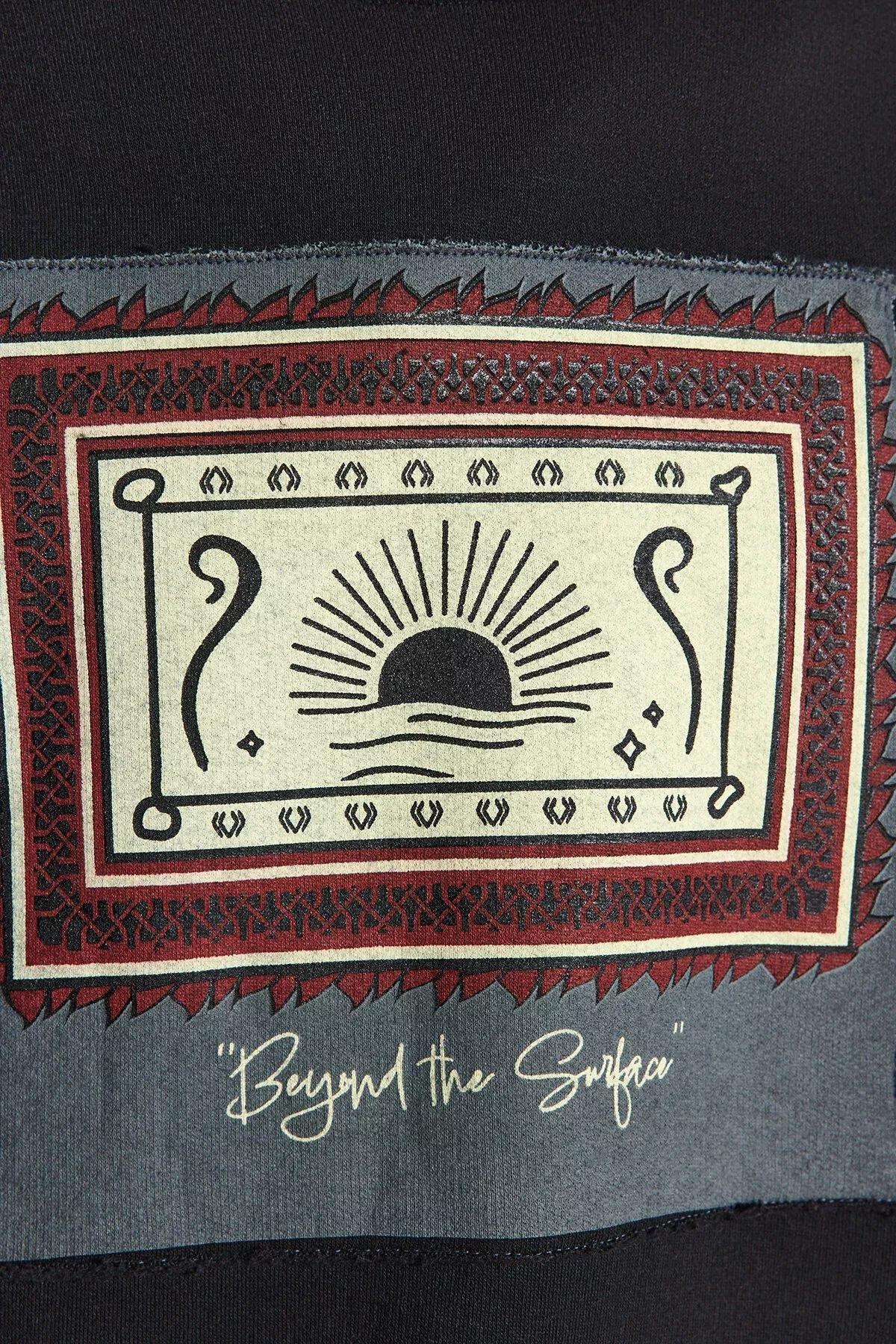 Black Crewneck Long Sleeve Sweatshirt, BLACK, large image number 4