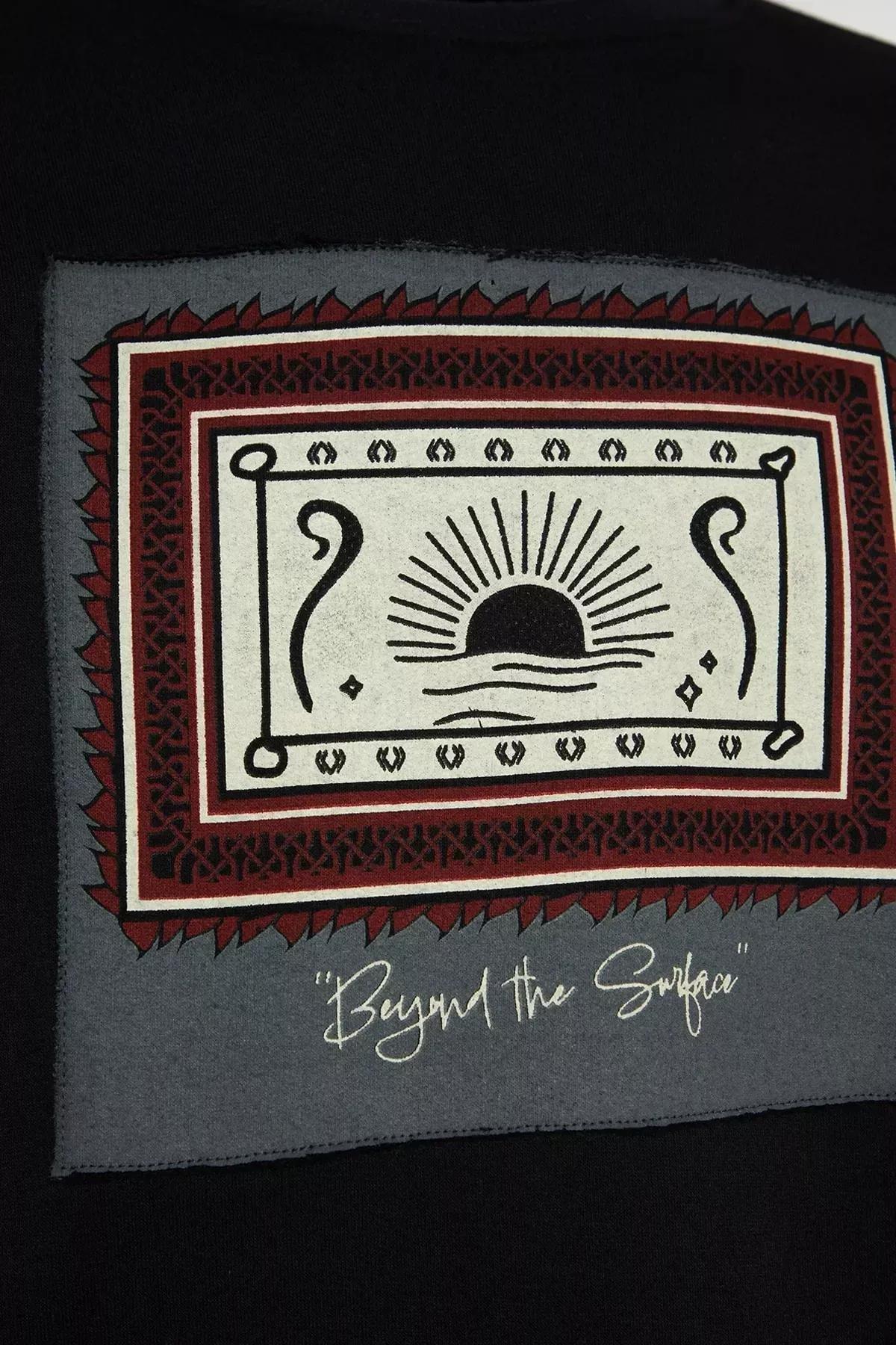 Black Crewneck Long Sleeve Sweatshirt, BLACK, large image number 6