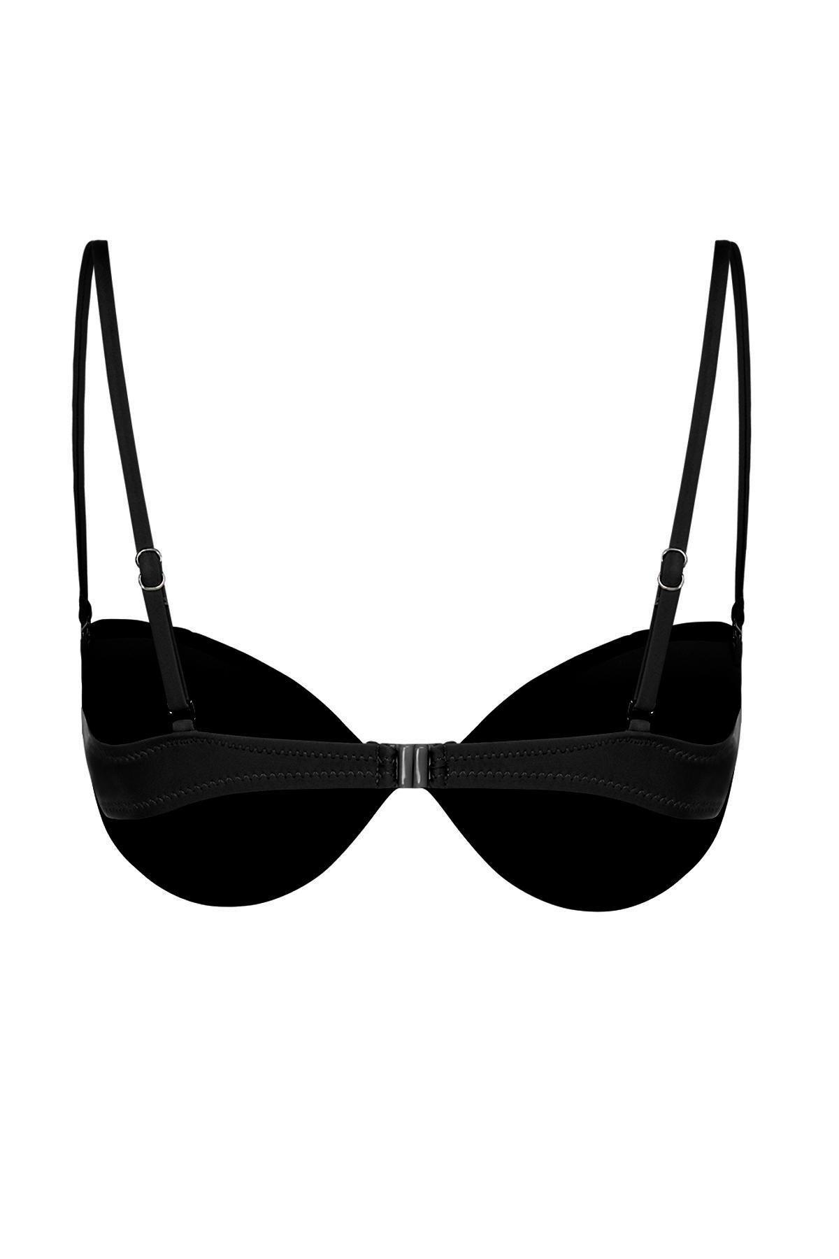 Black Balconette Draped Bikini Top, , large image number 5