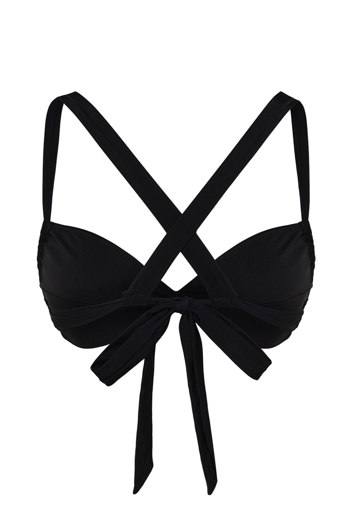Black Bralette Knotted Bikini Top TBESS24BU00027, single, C101_2094, large image number 3