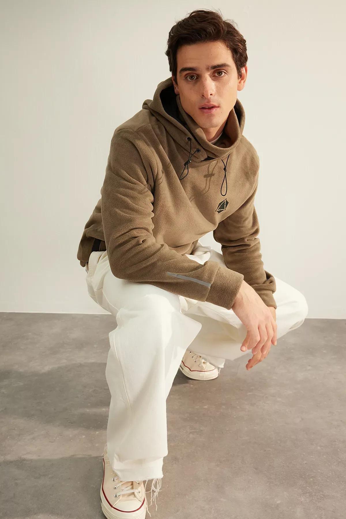 Brown Oversized Limited Edition Sweatshirt, Khaki, large image number 1