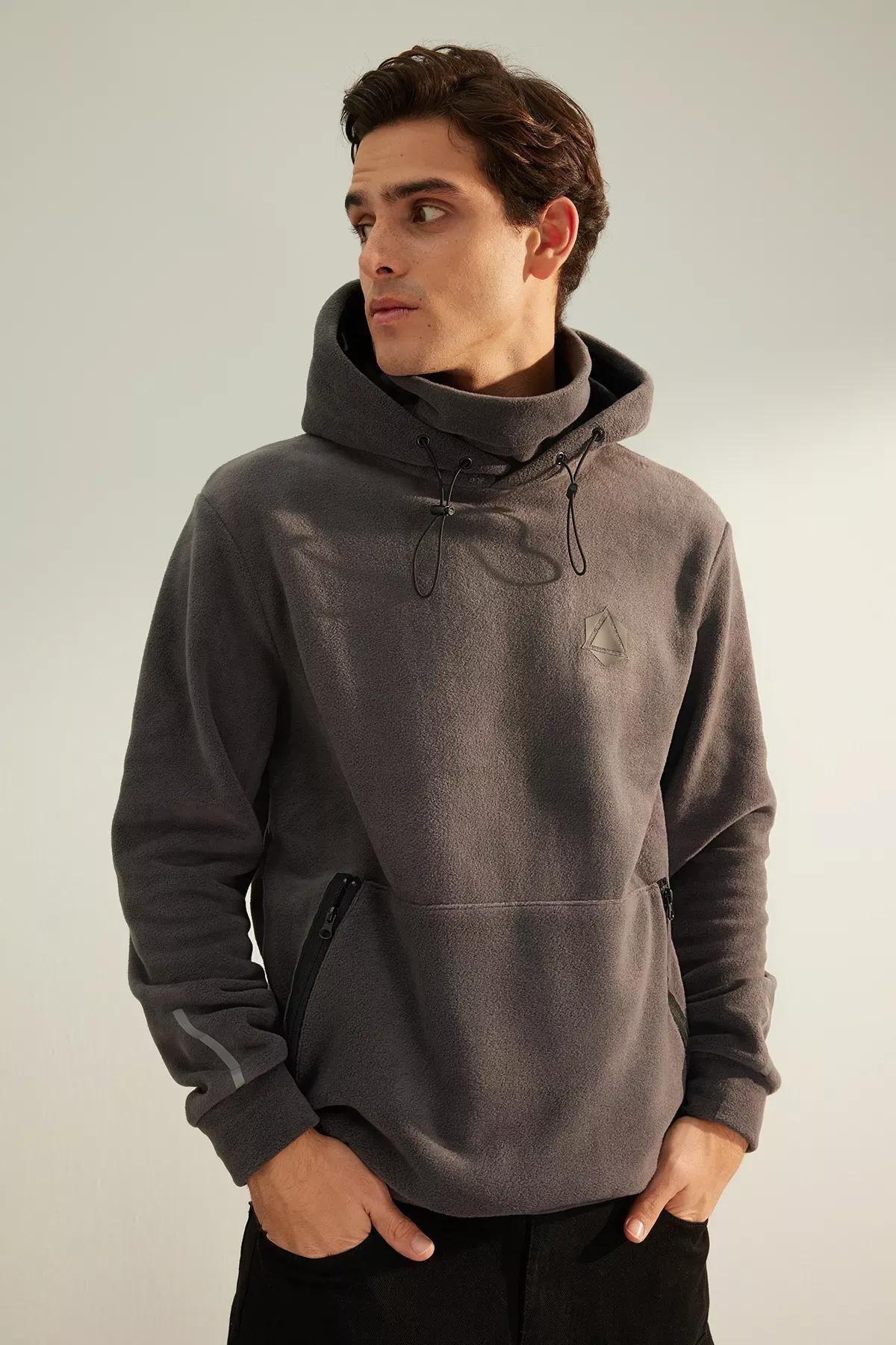 Grey Oversized Reflective Detail Sweatshirt, Anthracite, medium