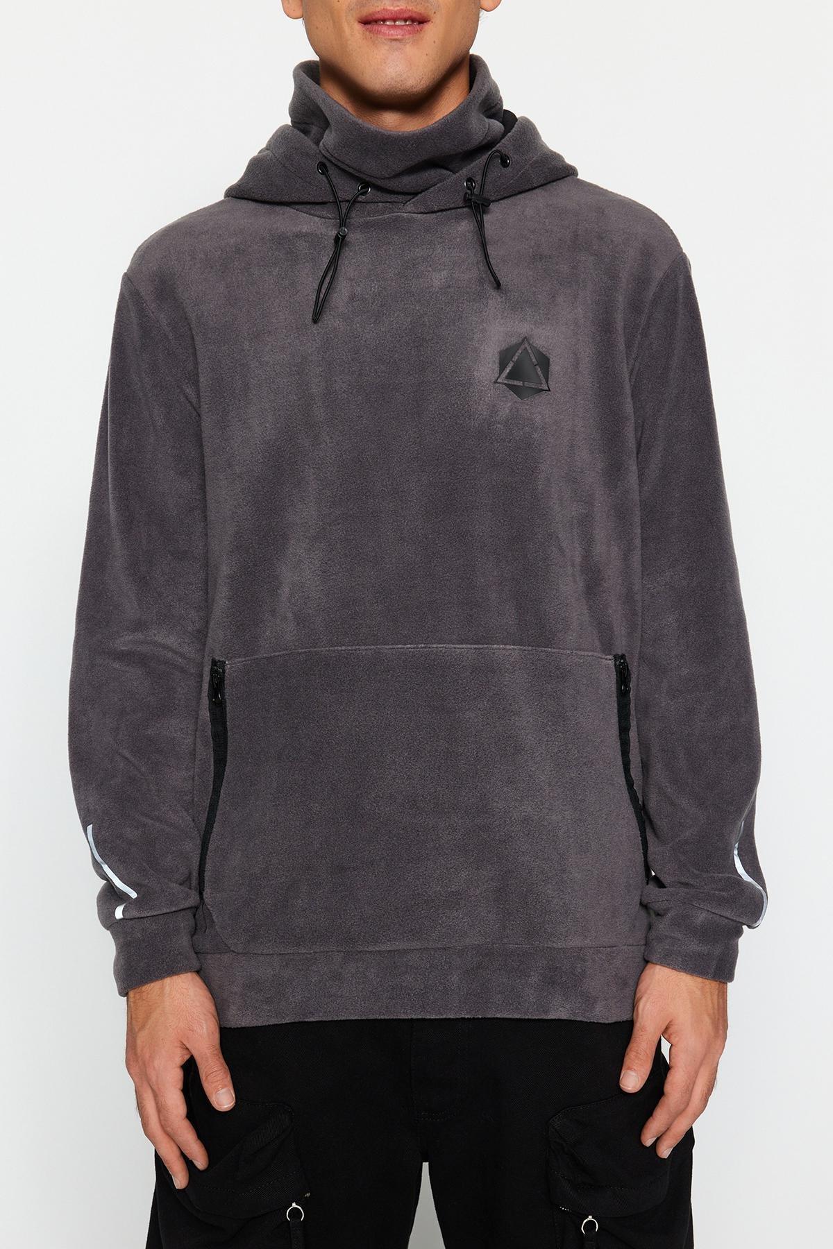 Grey Oversized Reflective Detail Sweatshirt, , large image number 3