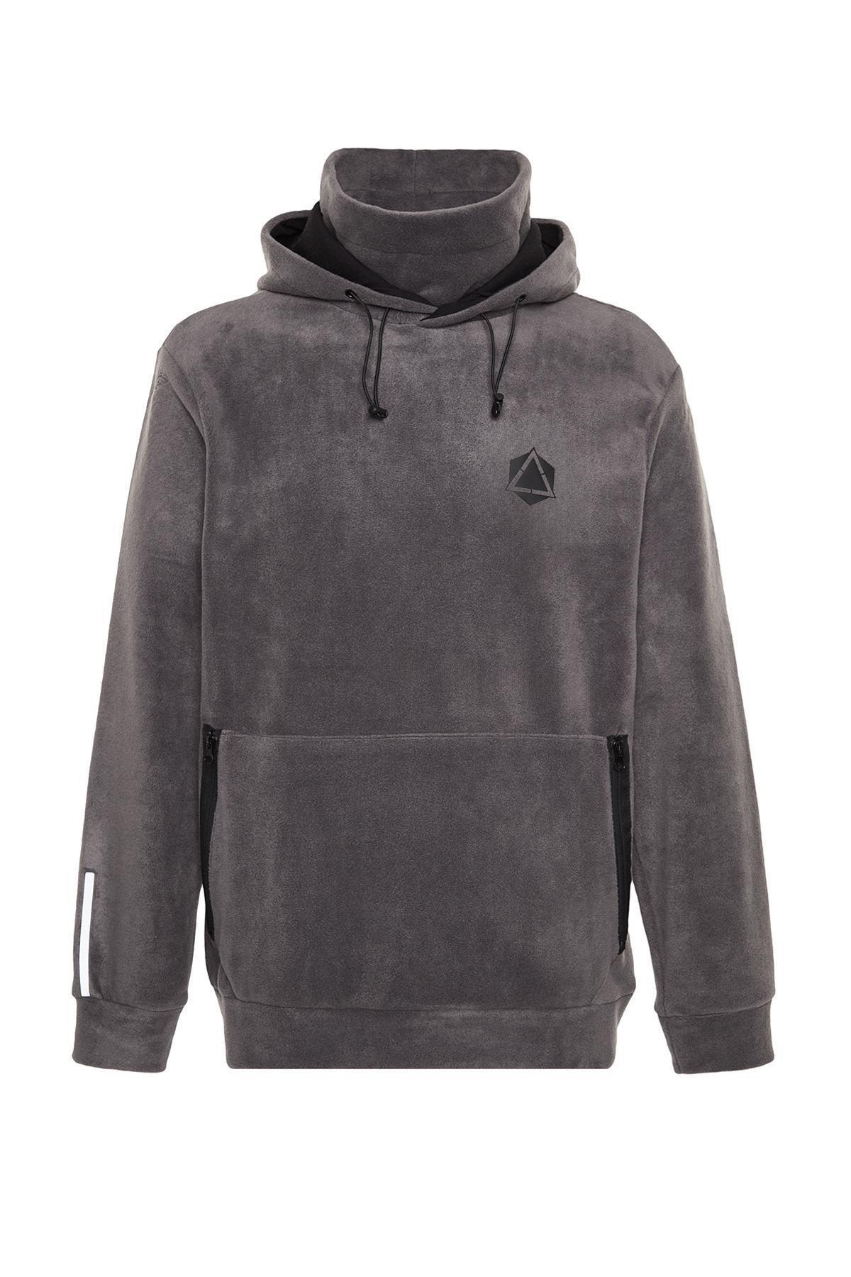 Grey Oversized Reflective Detail Sweatshirt, , large image number 6