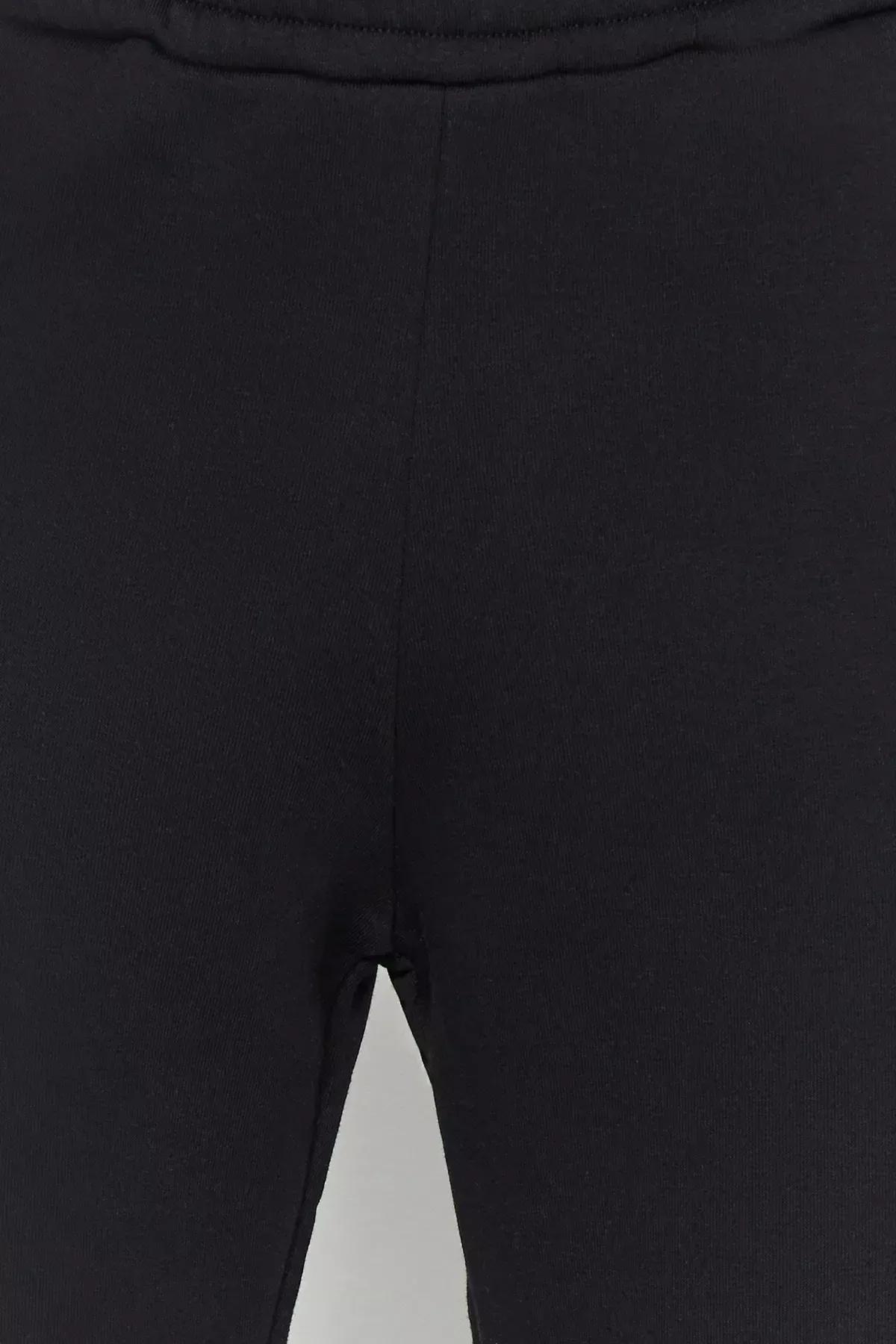 Black Wide leg Inside Knitted Knit Sweatpants, , large image number 4