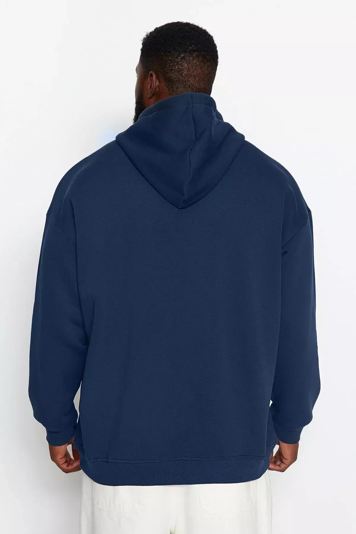 Navy Oversize Printed Sweatshirt, Indigo, large image number 4