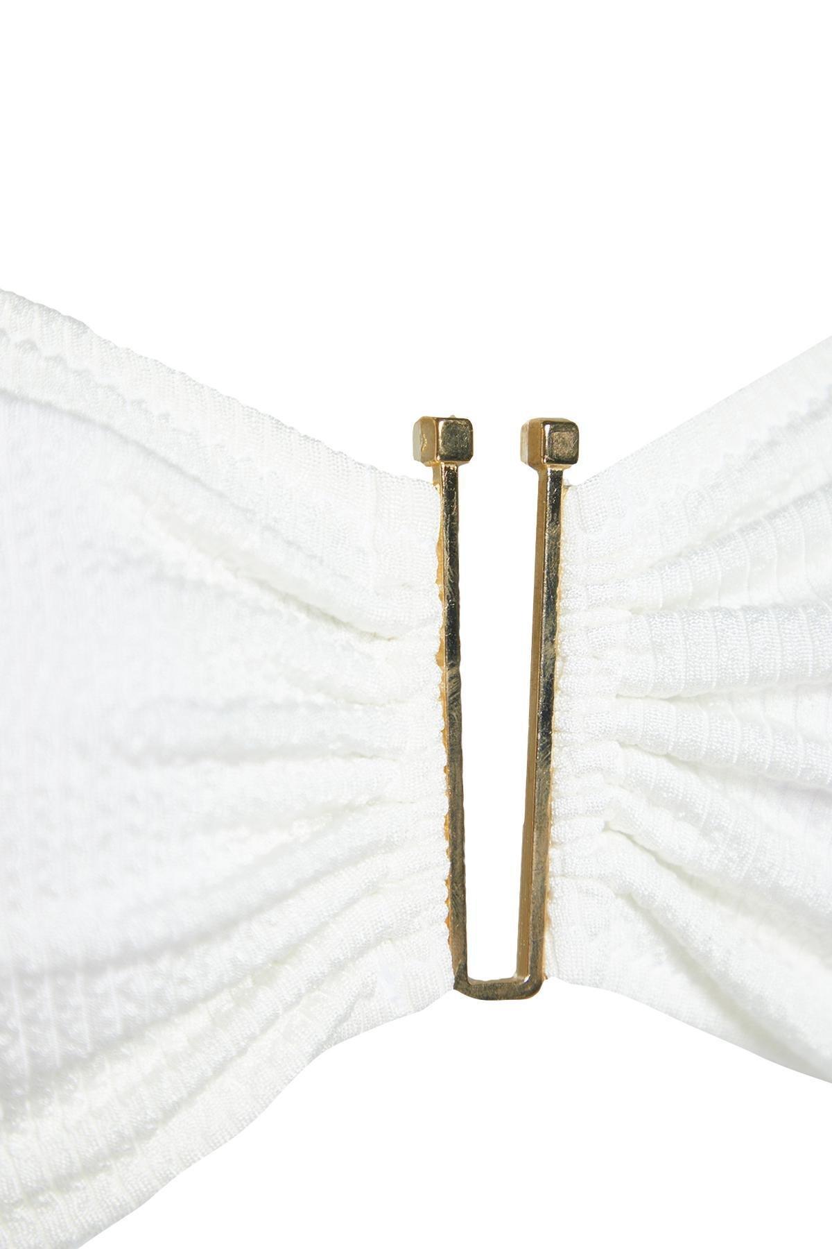 Ecru Strapless Textured Bikini Set, , large image number 6