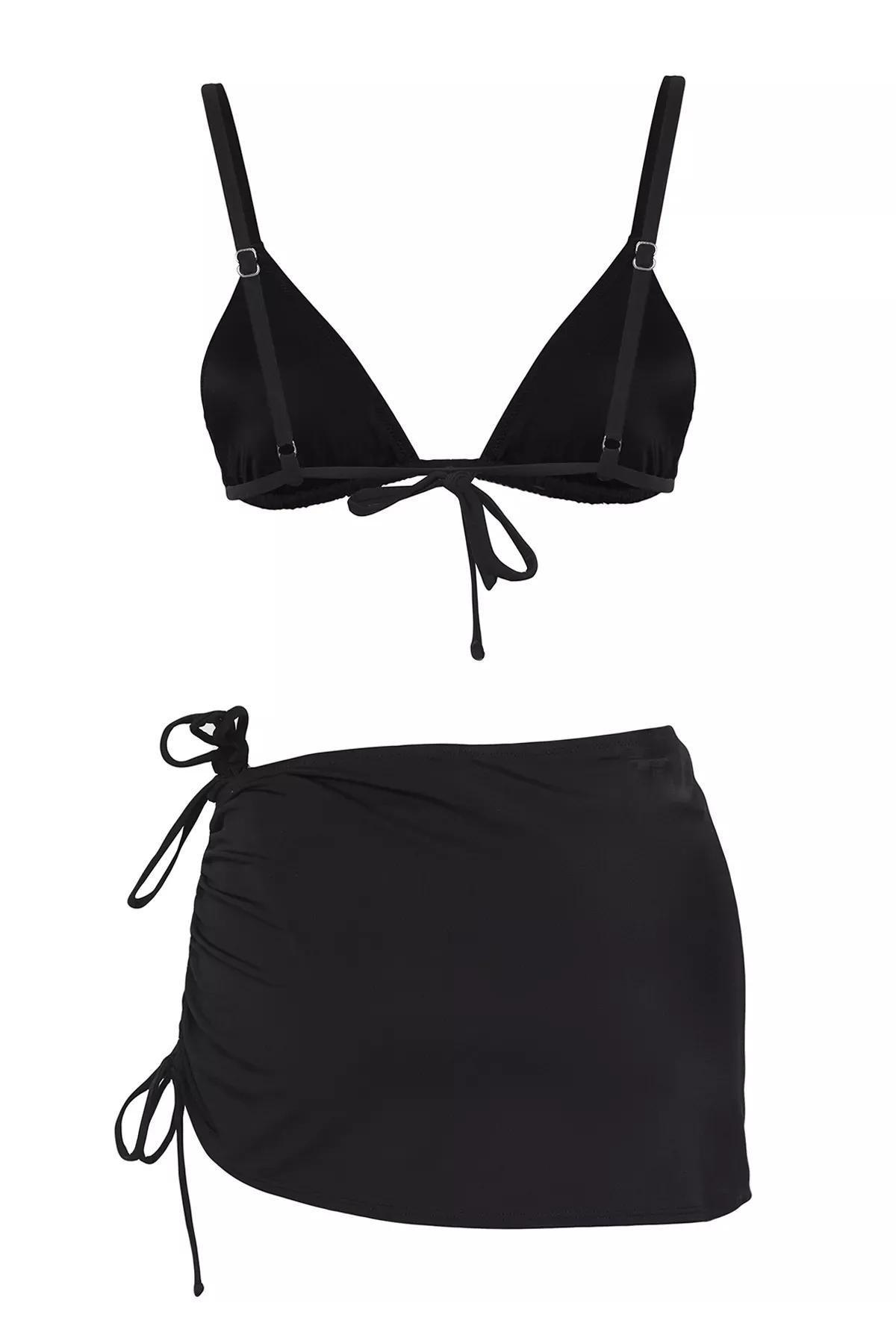 Black Triangle Brazilian 3-Piece Bikini Set, , large image number 6