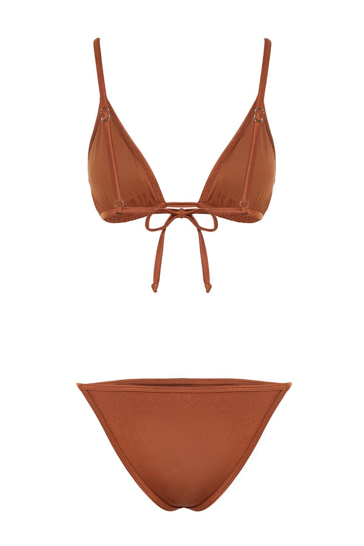 Brown Triangle Co-Ord Bikini Set, , large image number 6